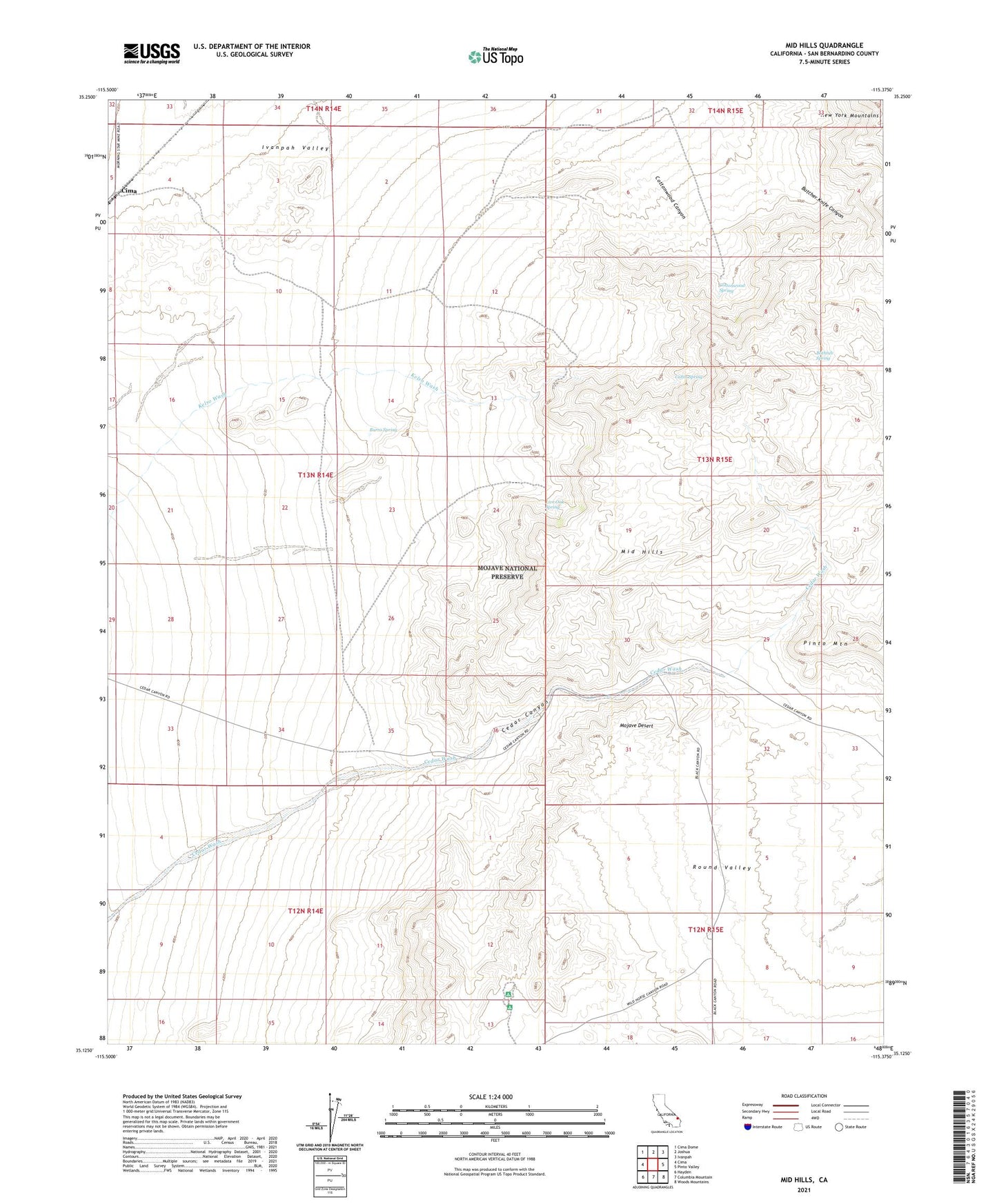 Mid Hills California US Topo Map Image