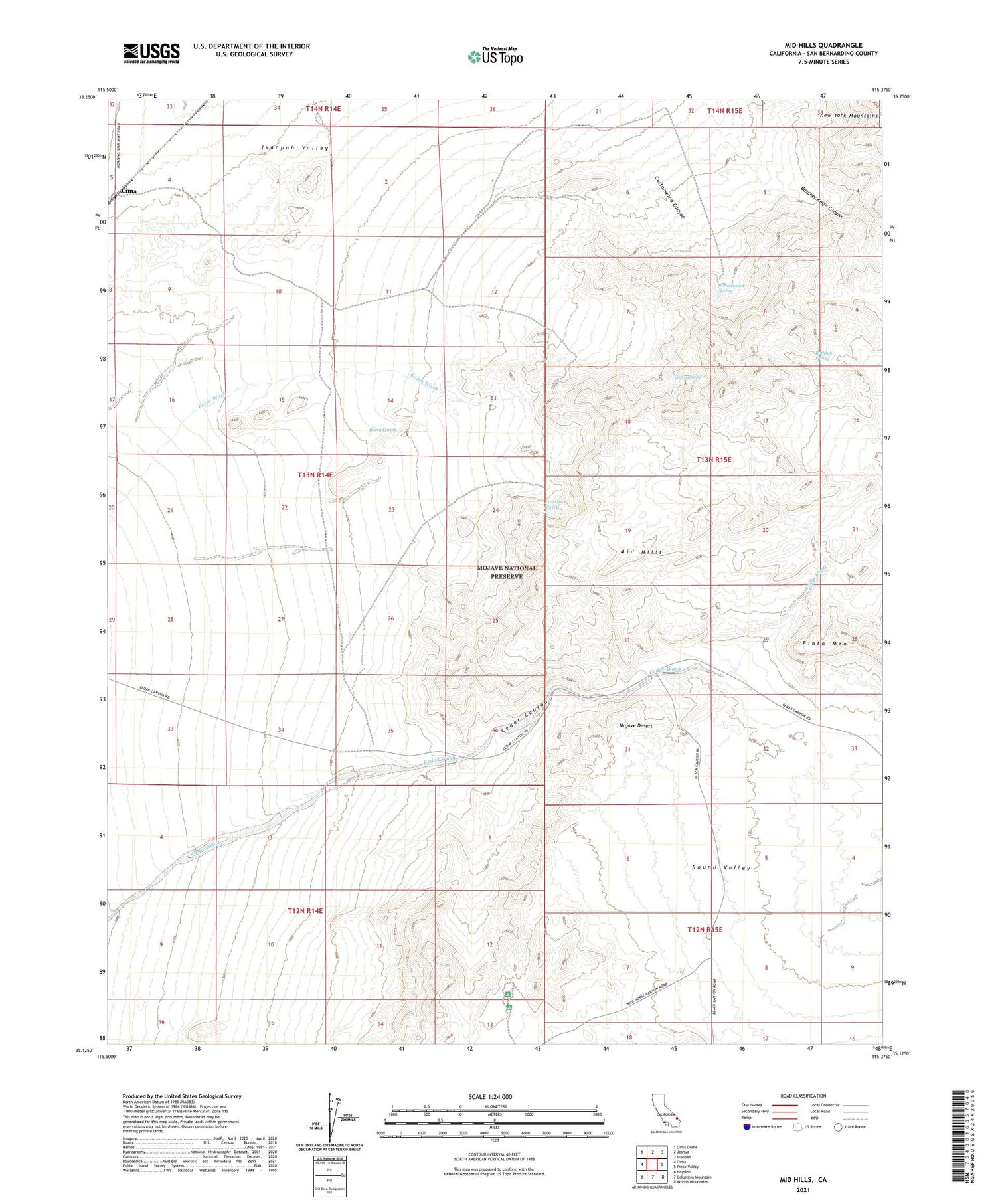 Mid Hills California US Topo Map Image