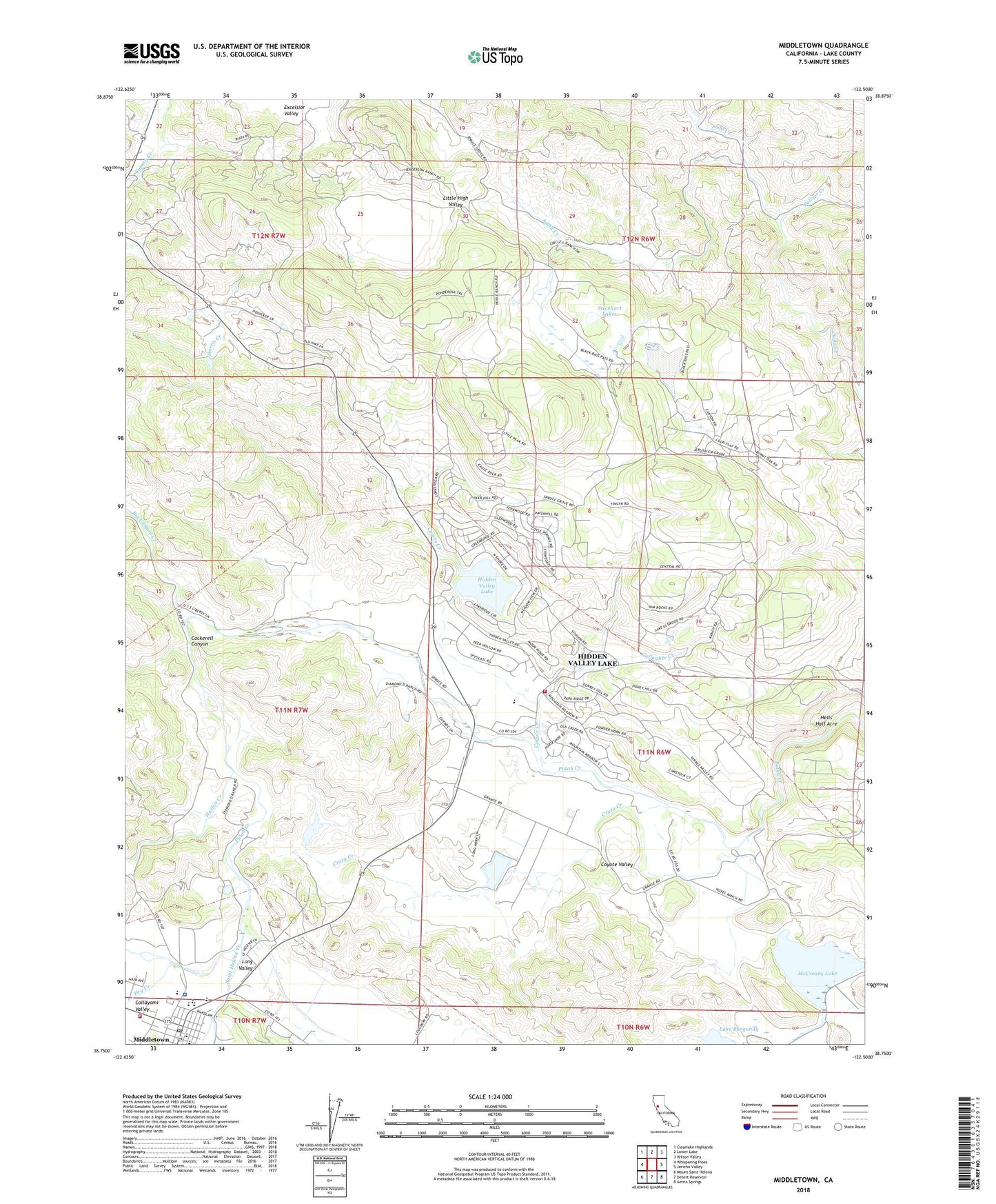Middletown California US Topo Map Image