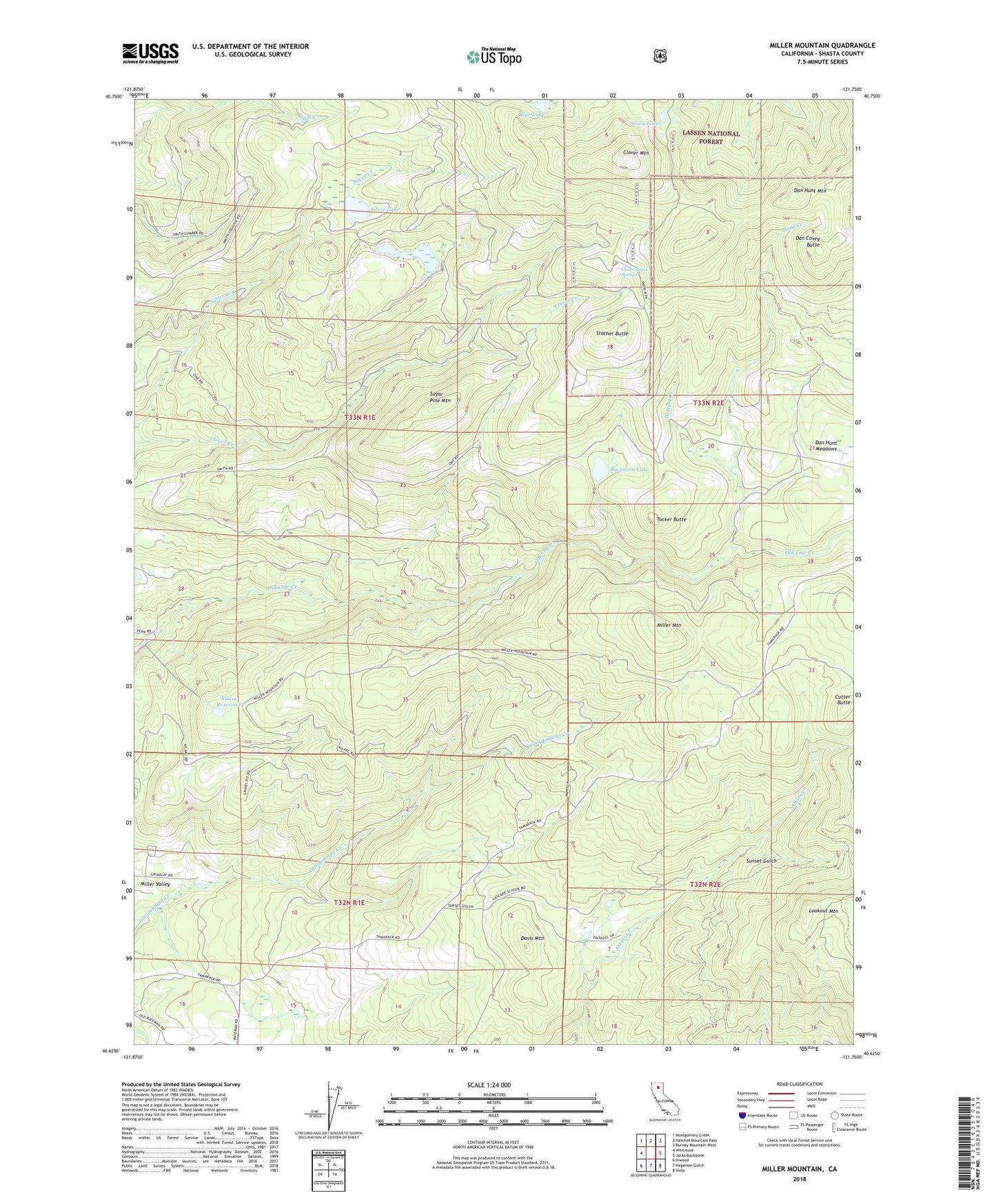 Miller Mountain California US Topo Map Image