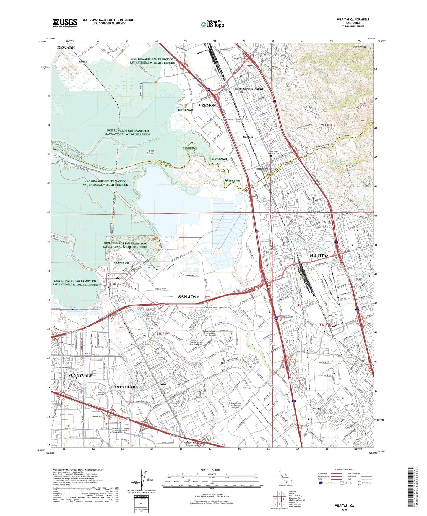 Milpitas California US Topo Map Image