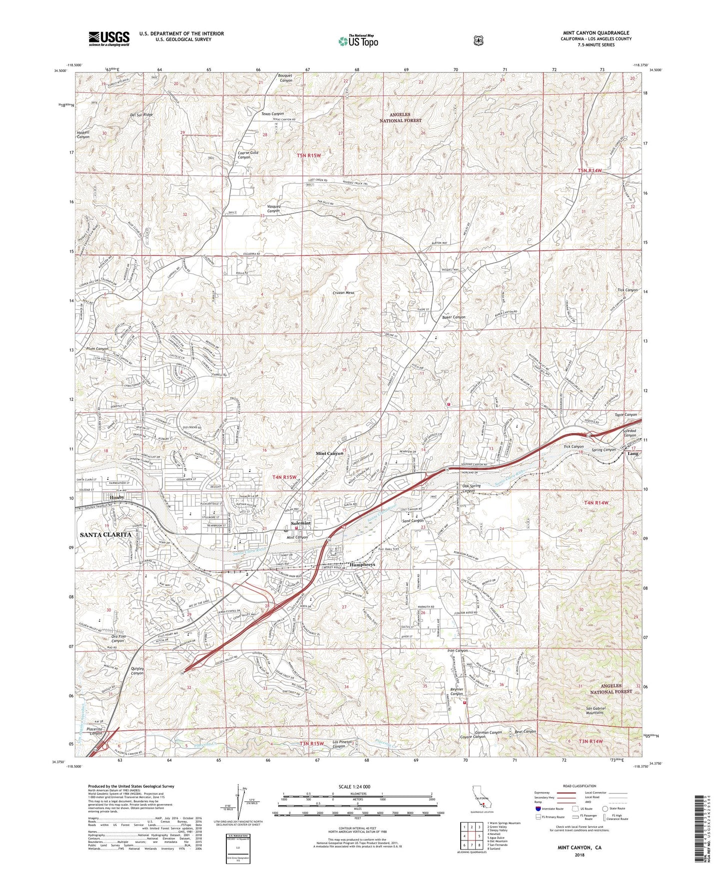 Mint Canyon California US Topo Map Image