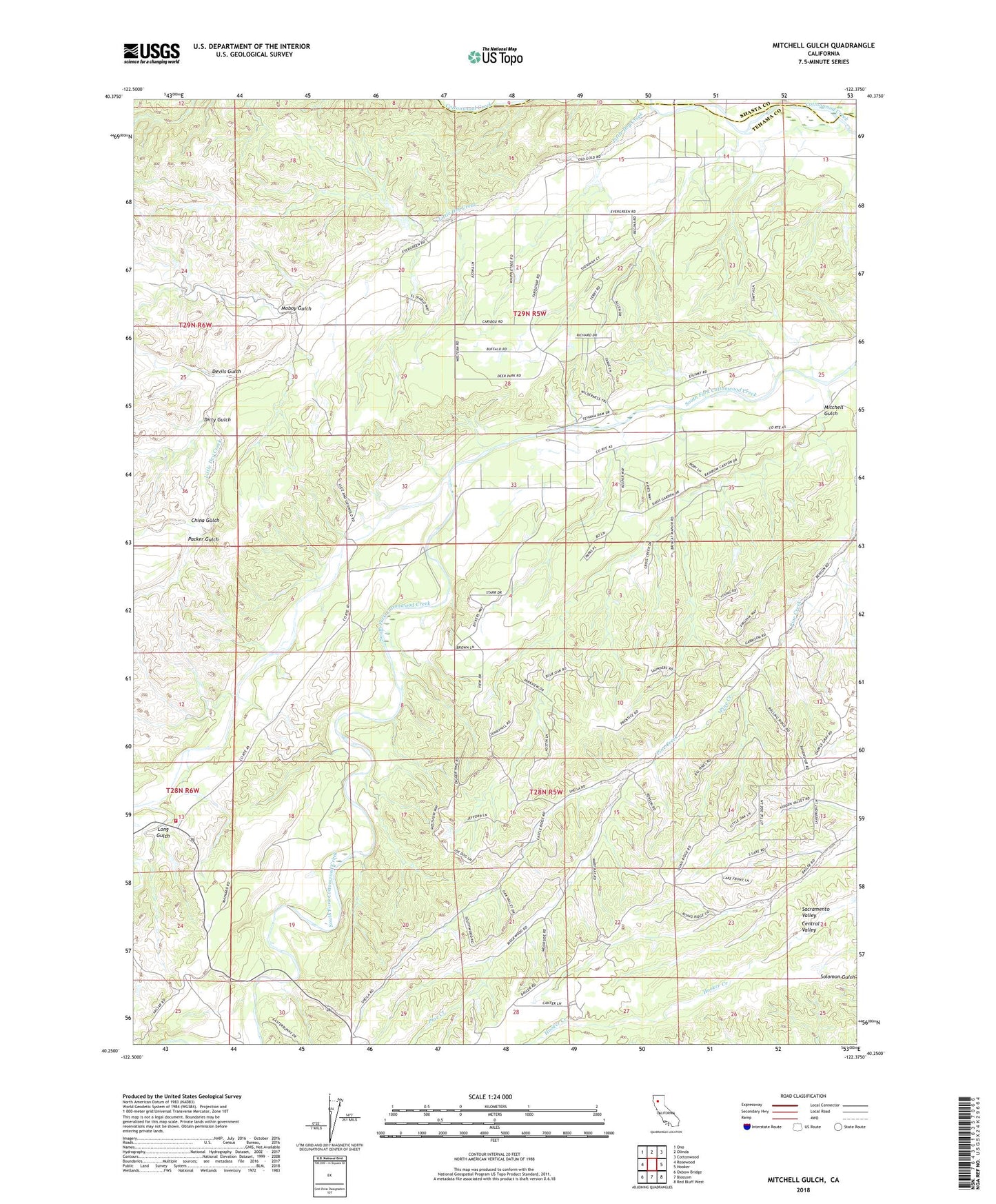Mitchell Gulch California US Topo Map Image