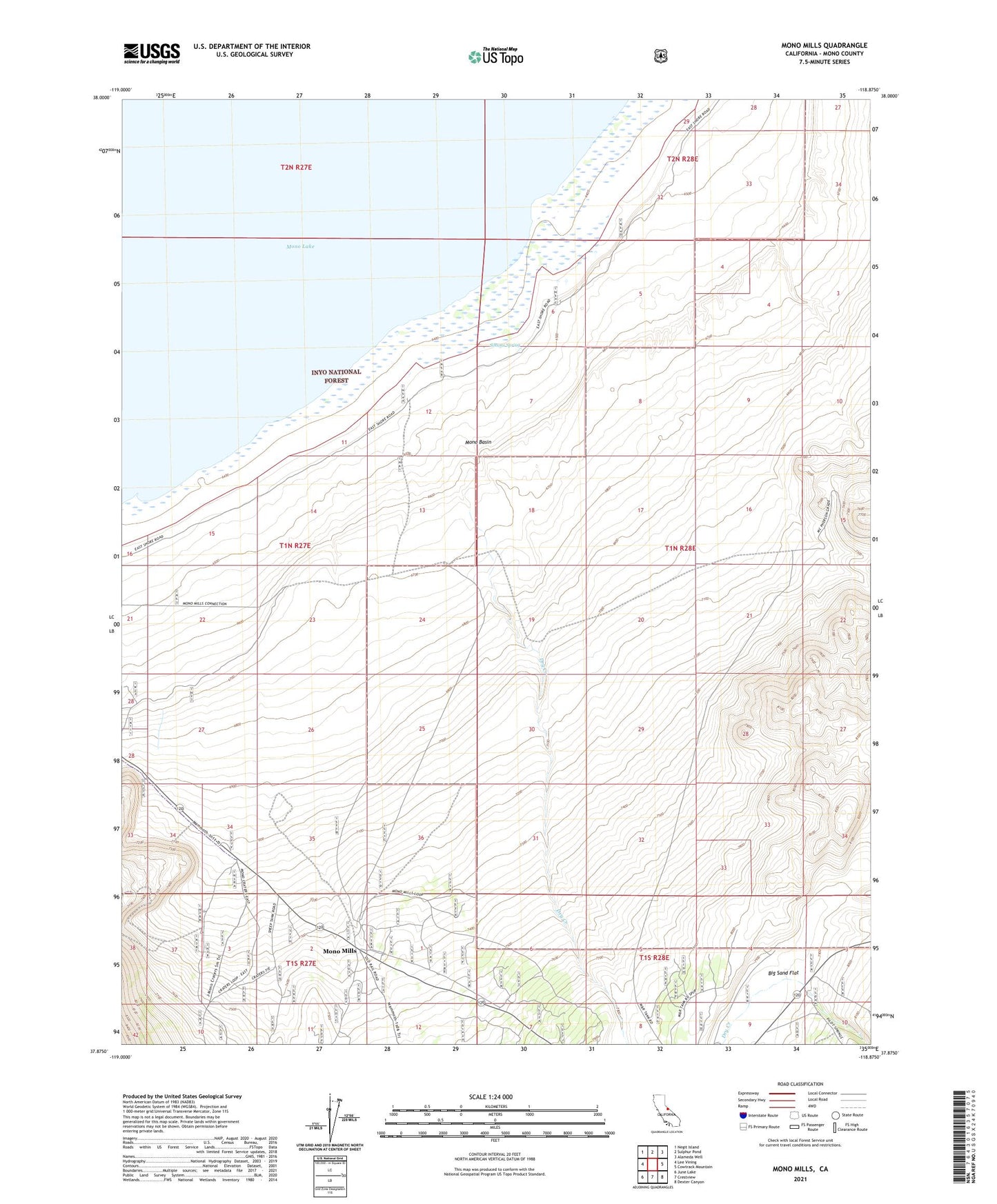 Mono Mills California US Topo Map Image