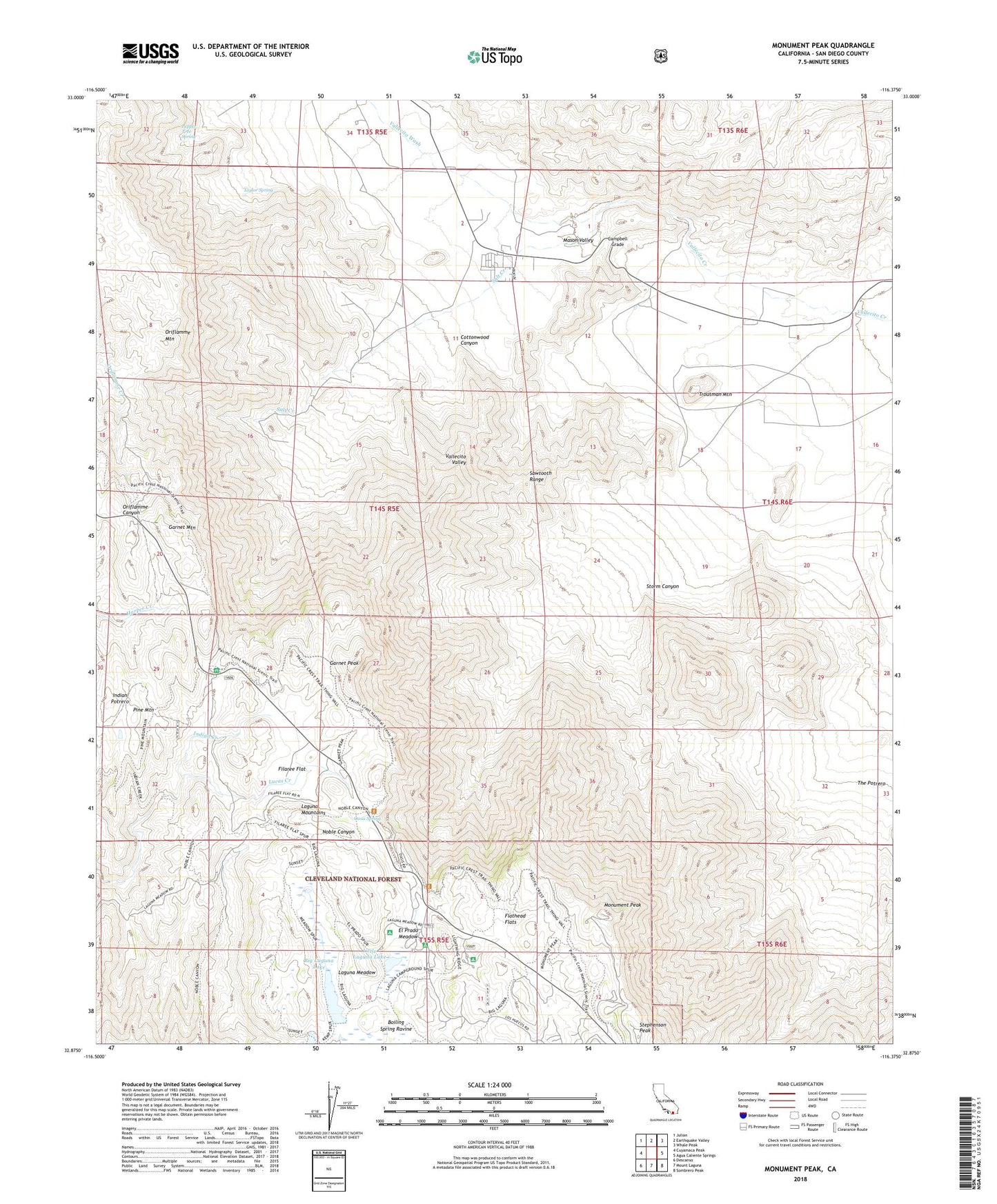 Monument Peak California US Topo Map Image