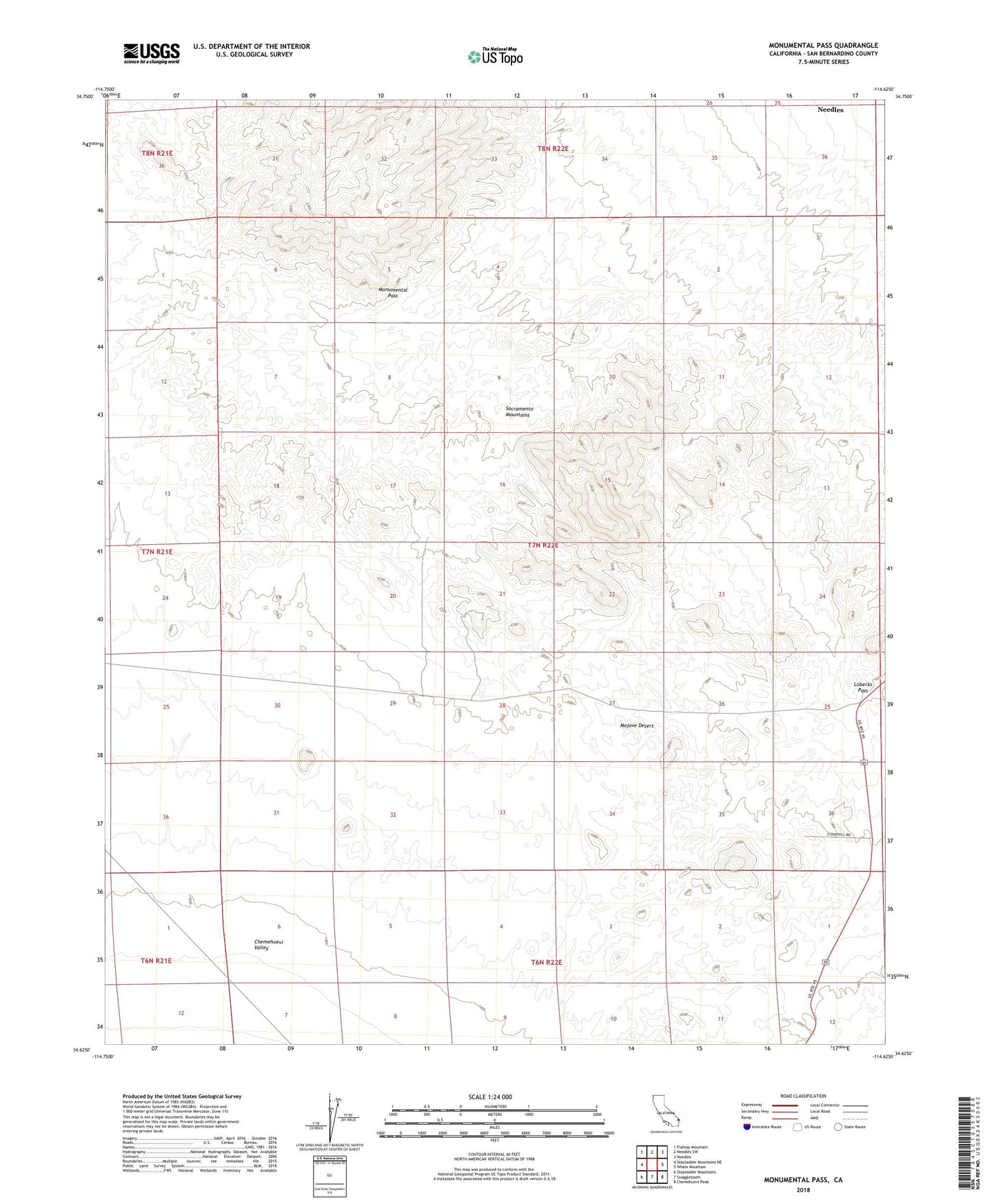 Monumental Pass California US Topo Map Image