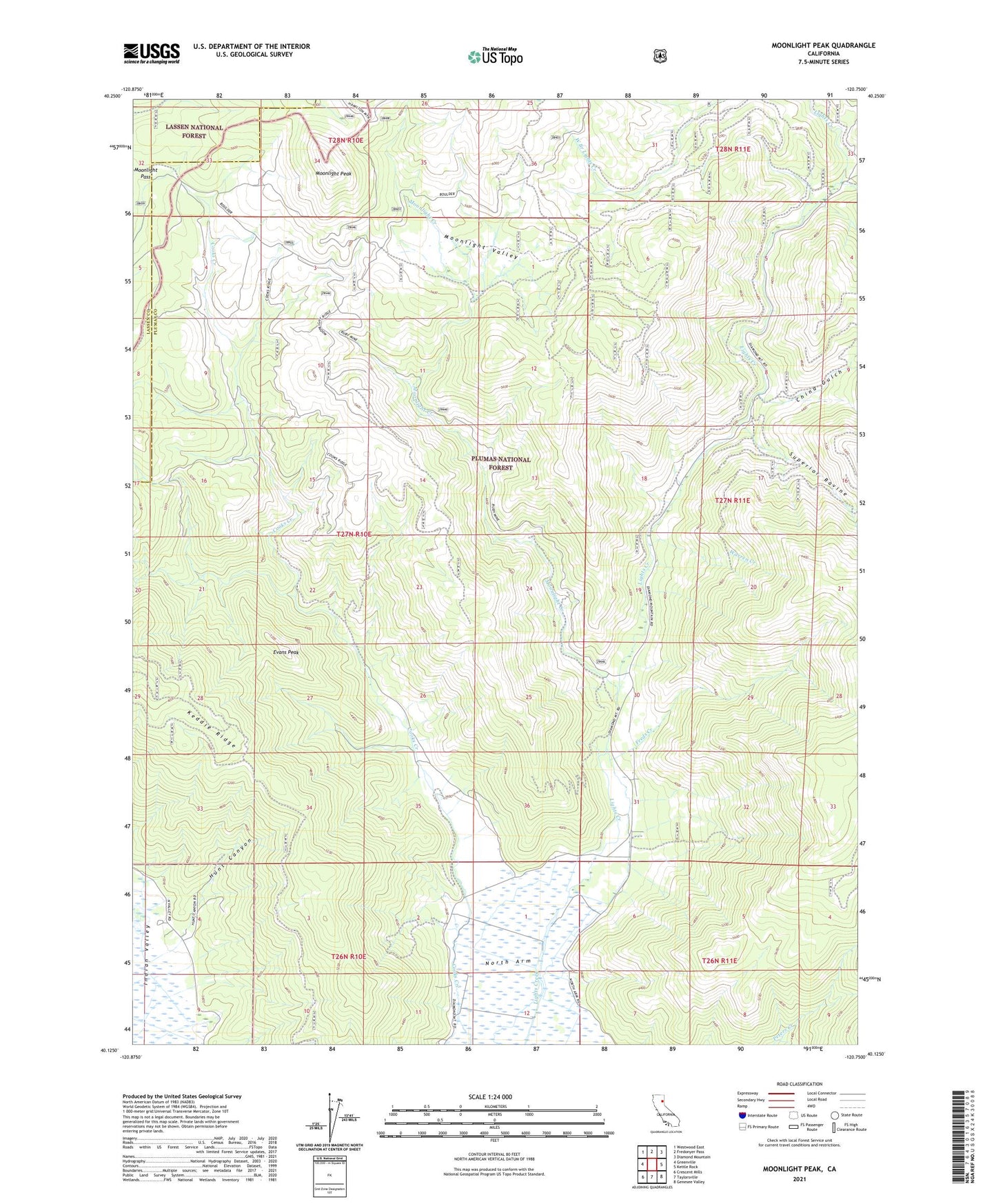 Moonlight Peak California US Topo Map Image