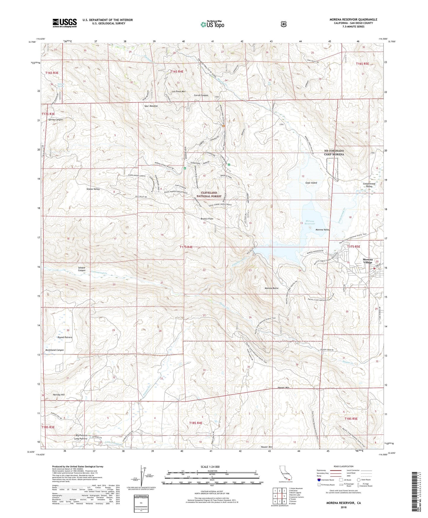 Morena Reservoir California US Topo Map Image