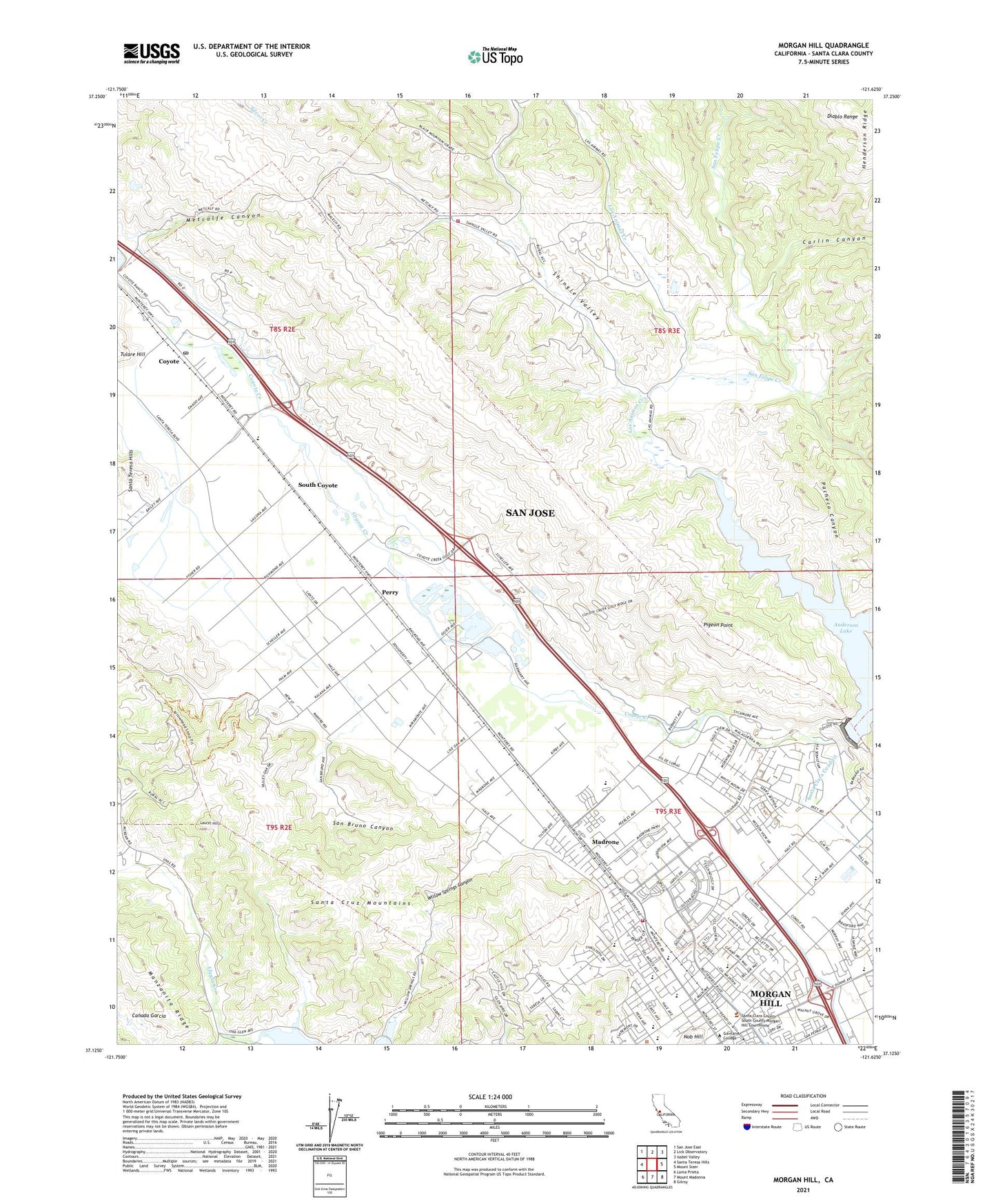 Morgan Hill California US Topo Map Image