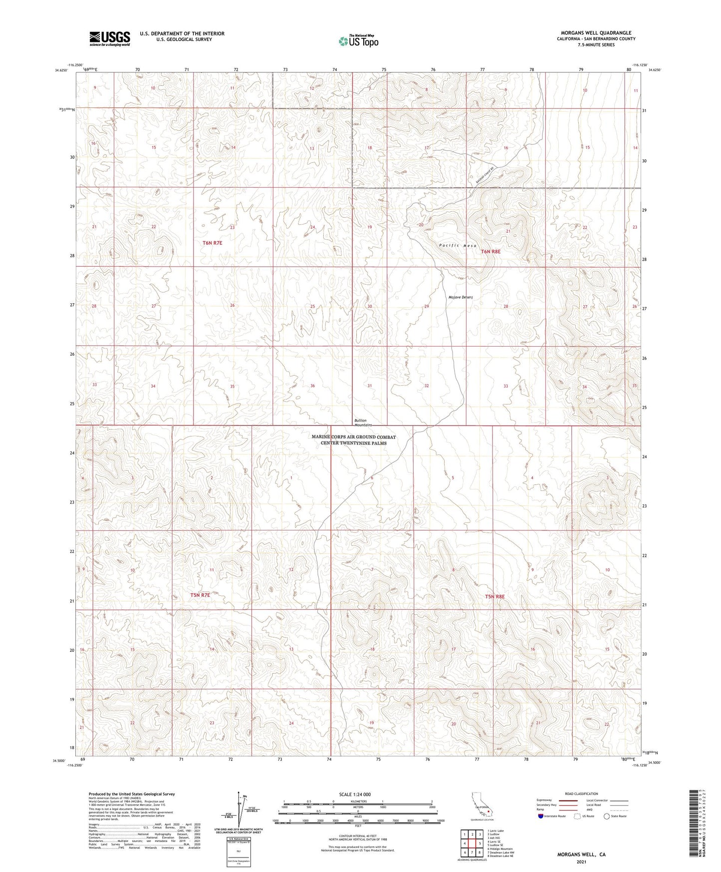 Morgans Well California US Topo Map Image