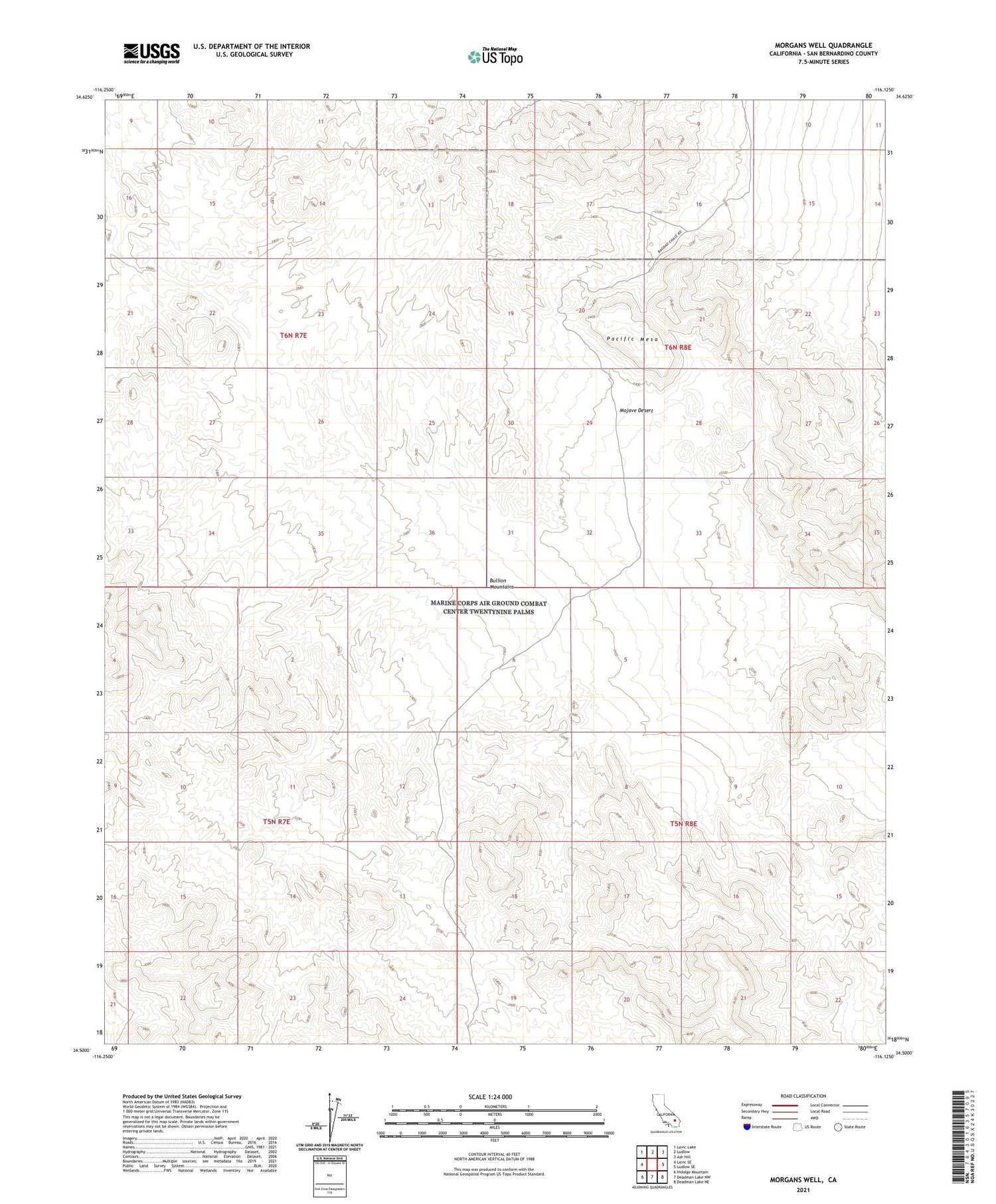 Morgans Well California US Topo Map Image