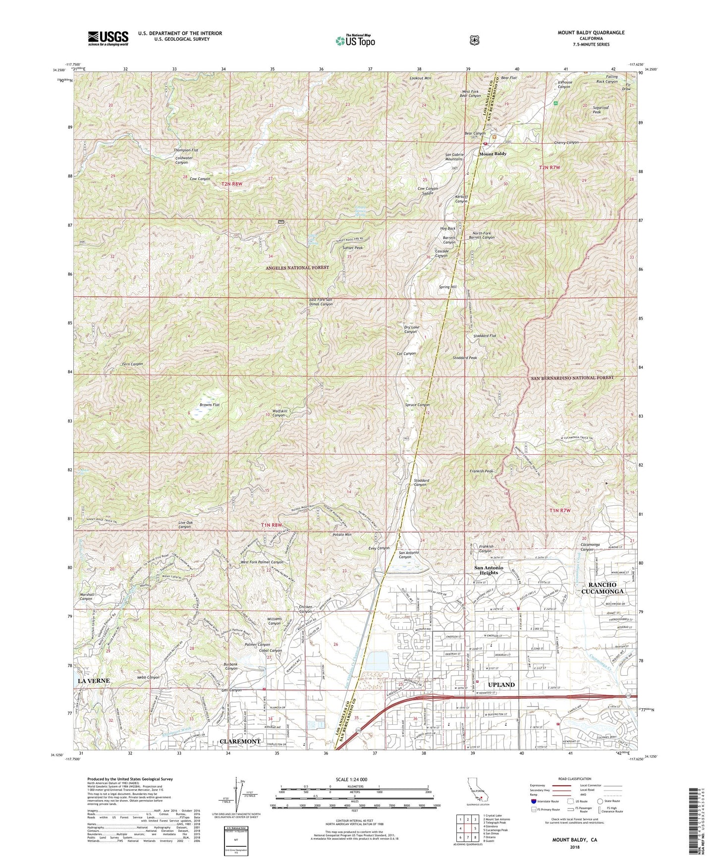 Mount Baldy California US Topo Map Image