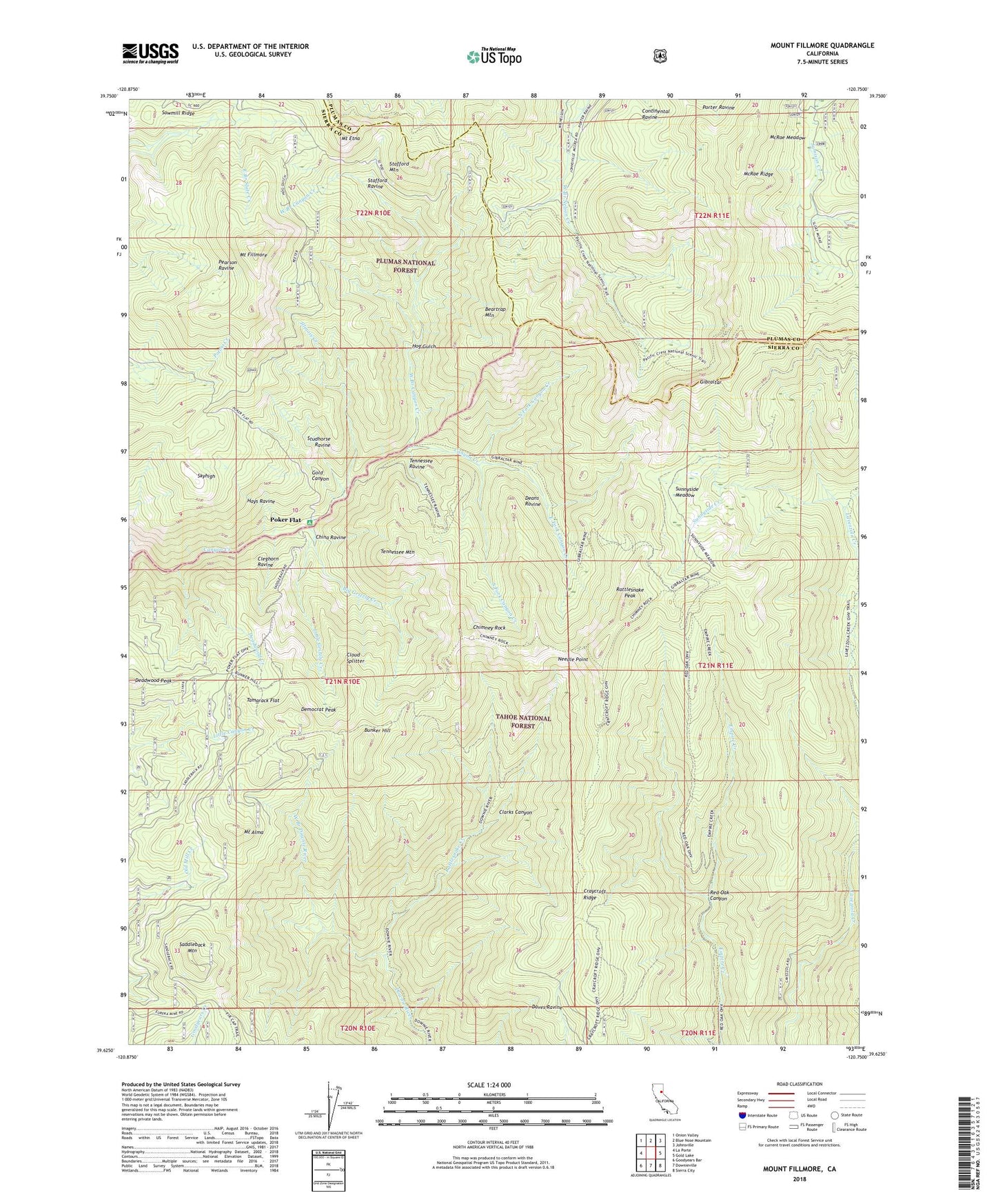 Mount Fillmore California US Topo Map Image