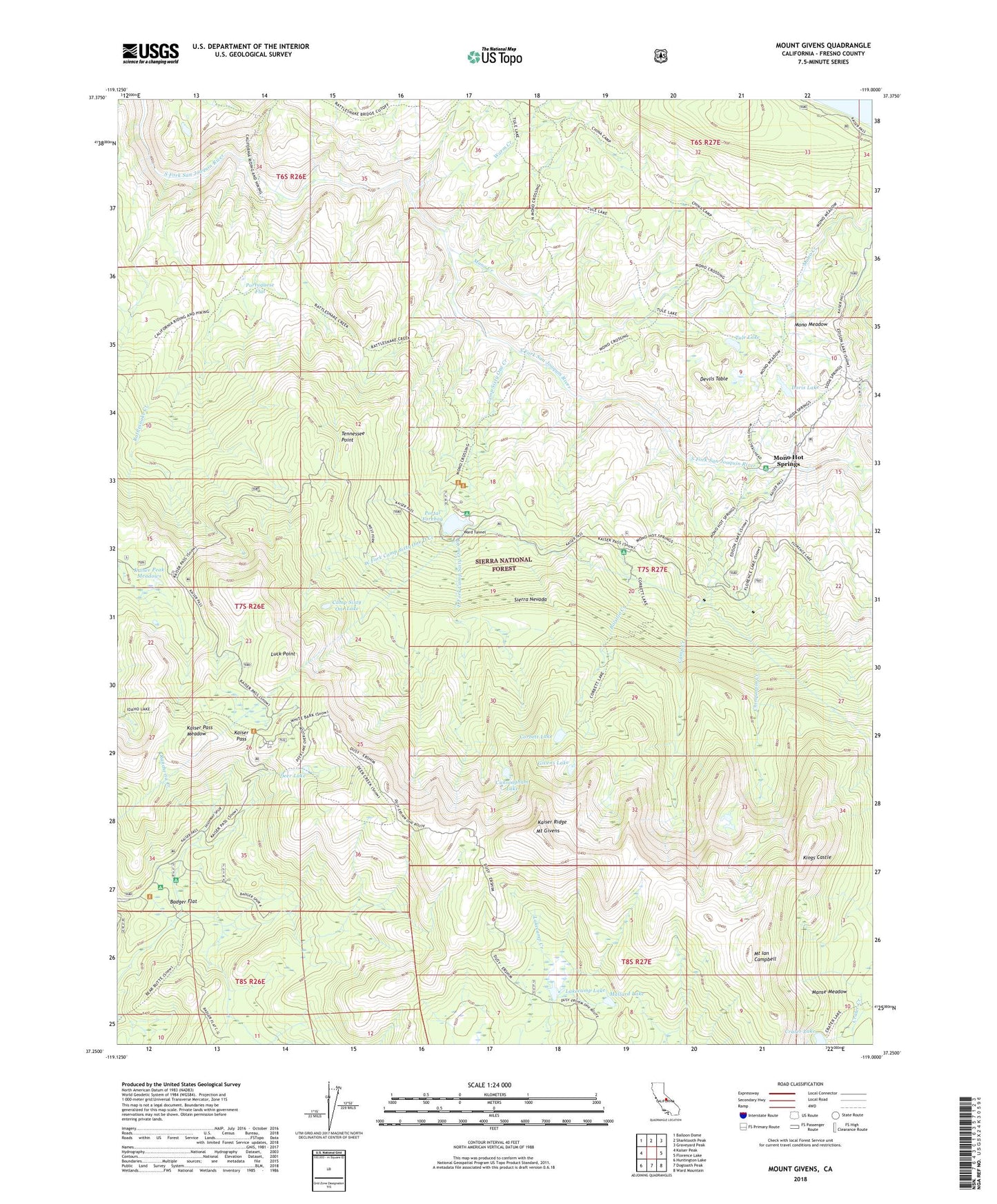 Mount Givens California US Topo Map Image