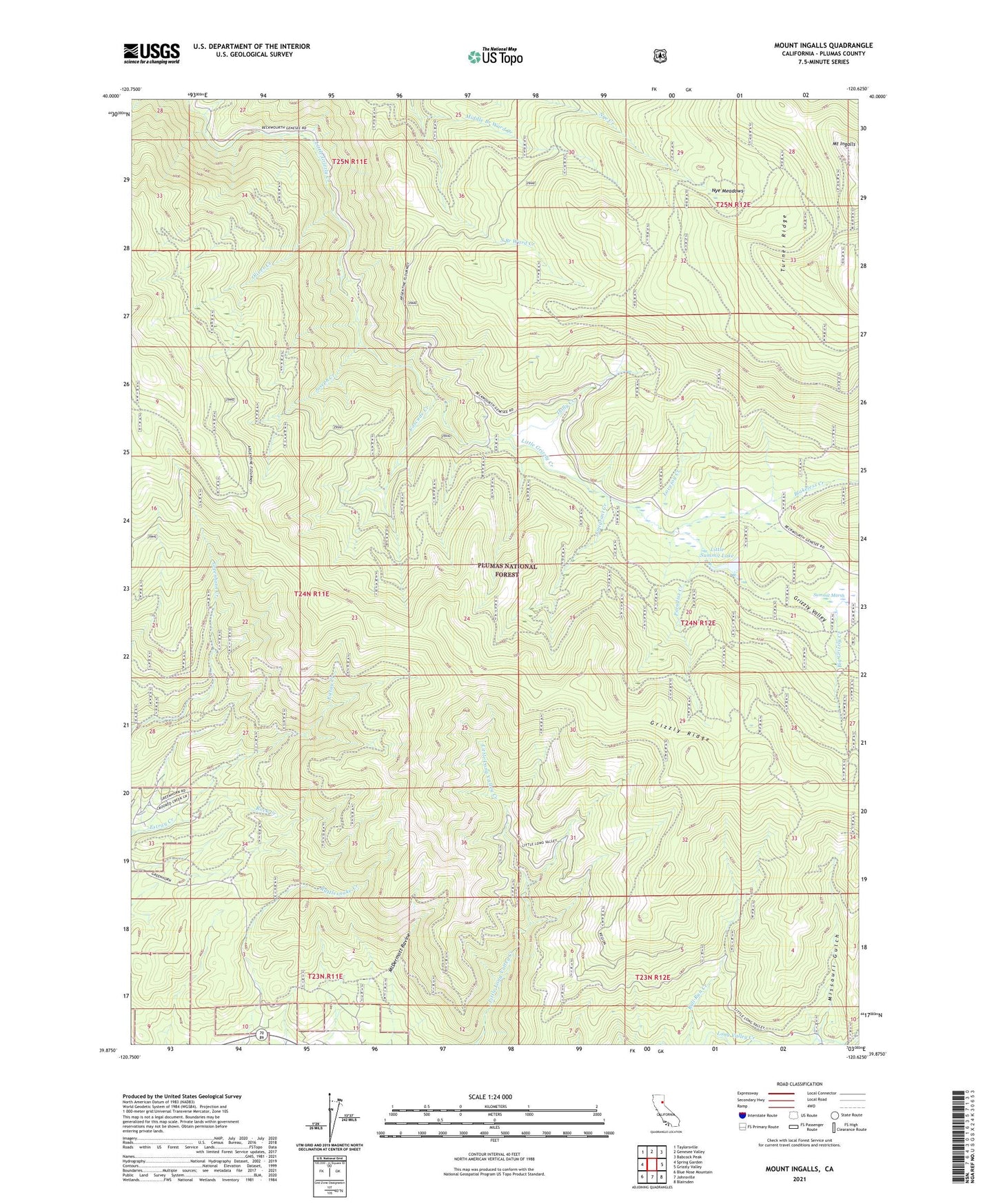 Mount Ingalls California US Topo Map Image