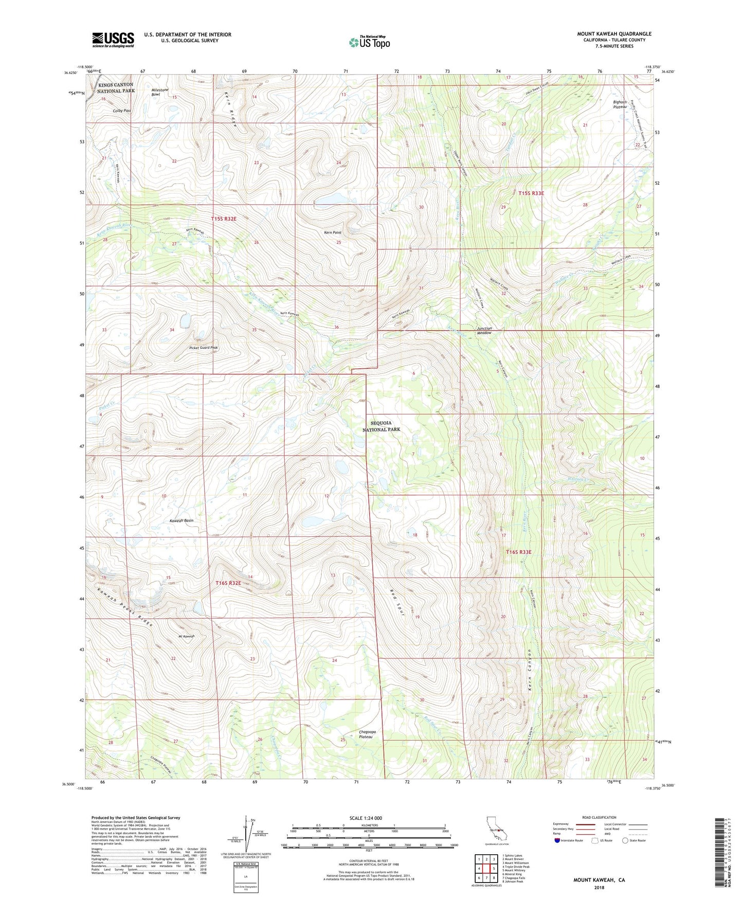 Mount Kaweah California US Topo Map Image