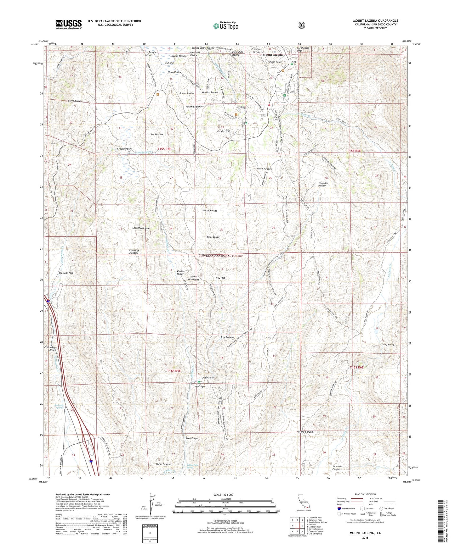 Mount Laguna California US Topo Map Image