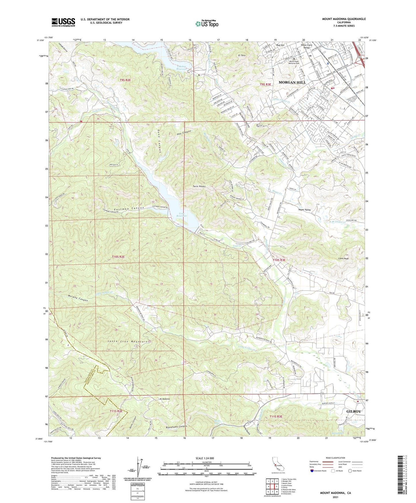 Mount Madonna California US Topo Map Image