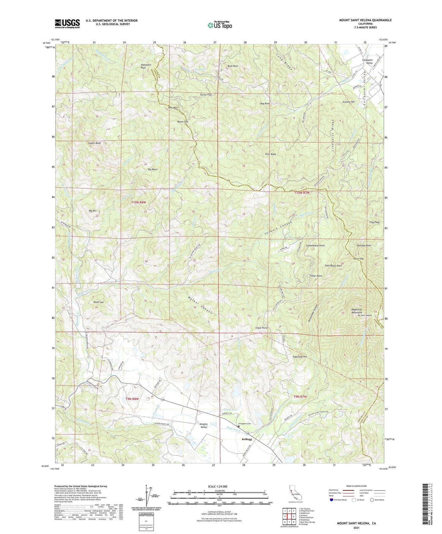 Mount Saint Helena California US Topo Map Image