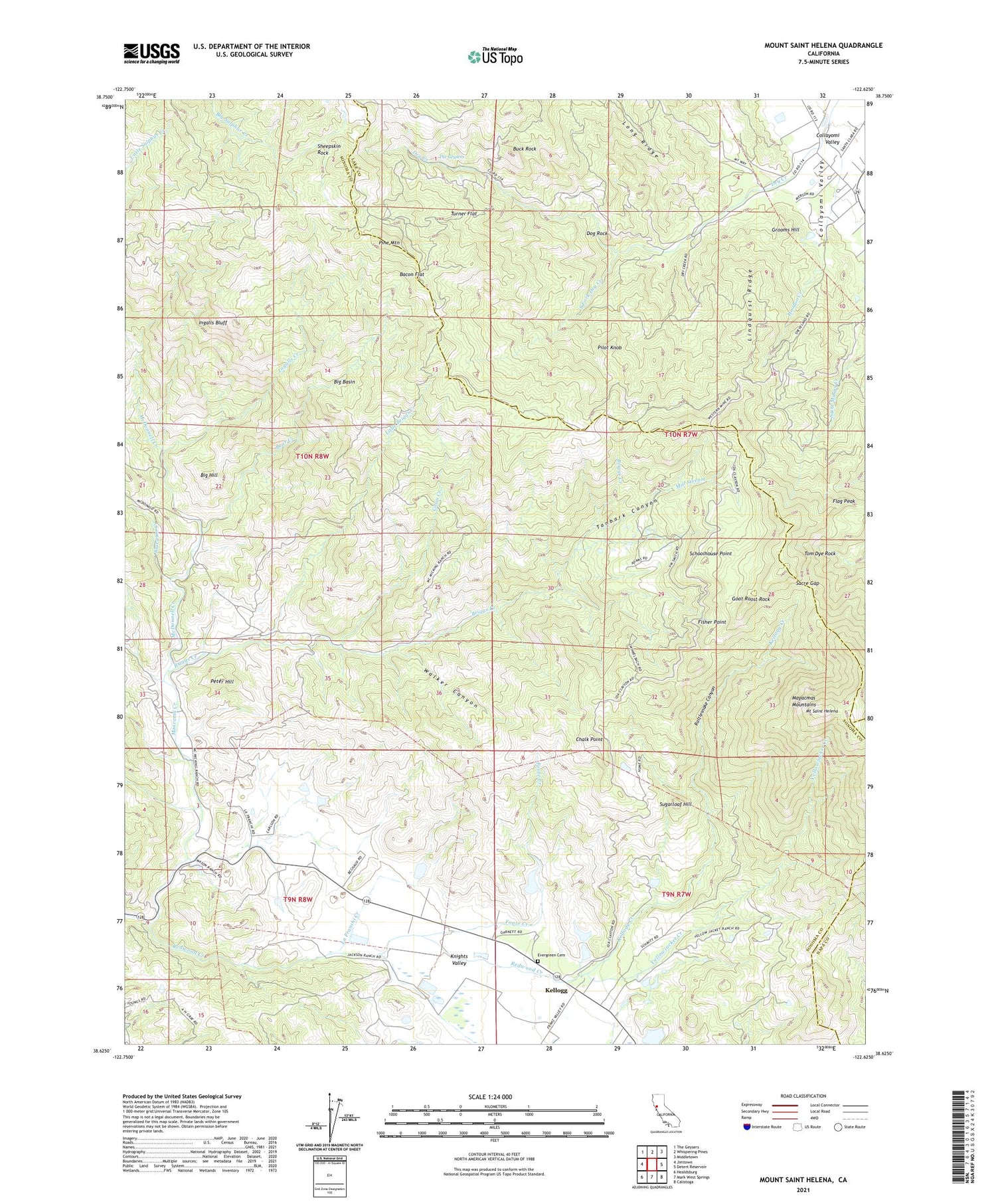 Mount Saint Helena California US Topo Map Image