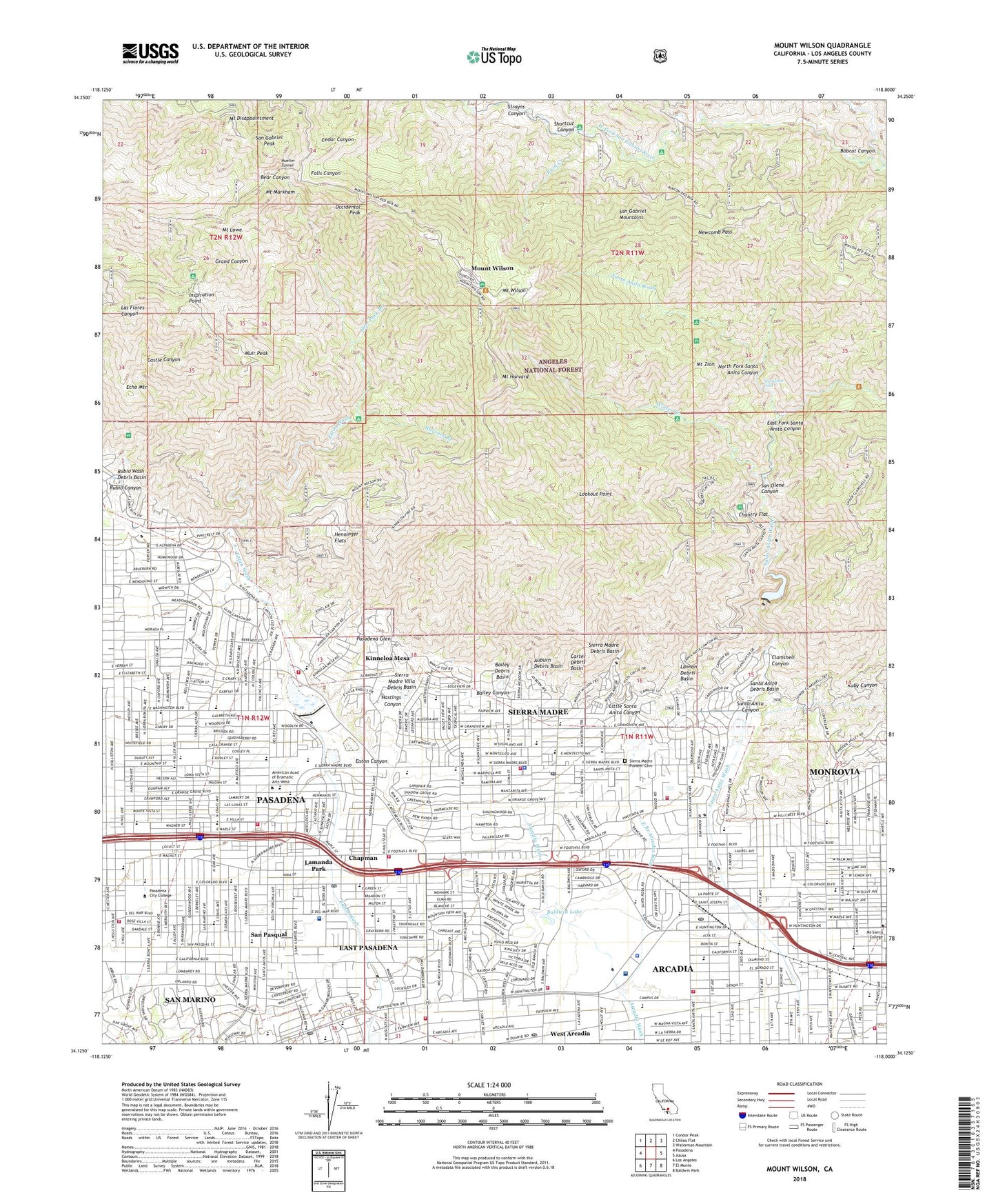 Mount Wilson California US Topo Map Image