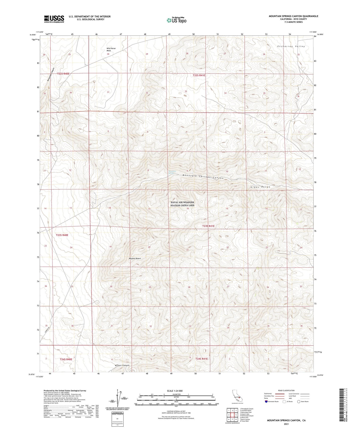 Mountain Springs Canyon California US Topo Map Image