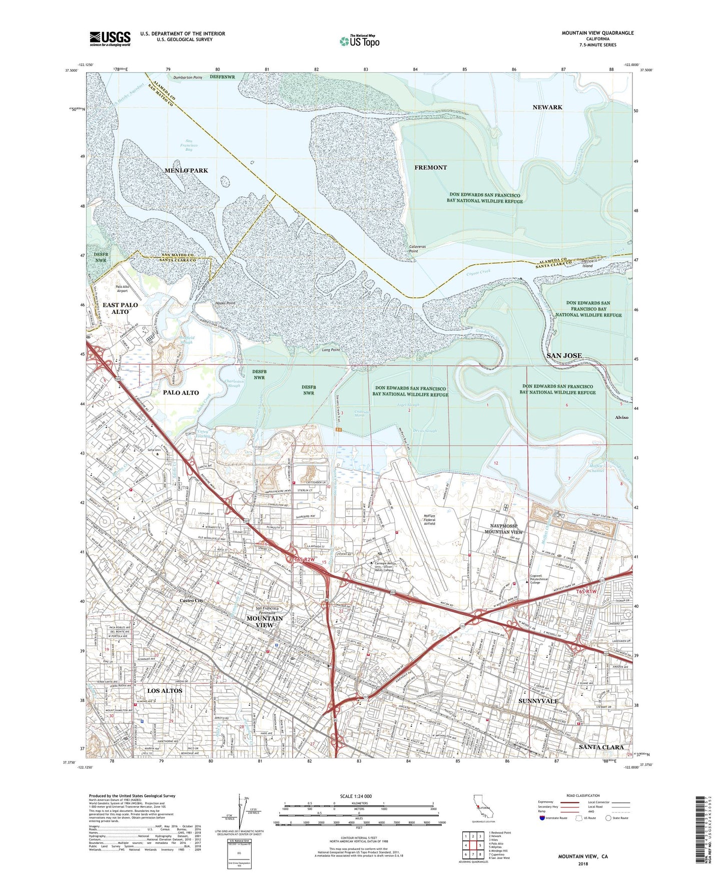 Mountain View California US Topo Map Image