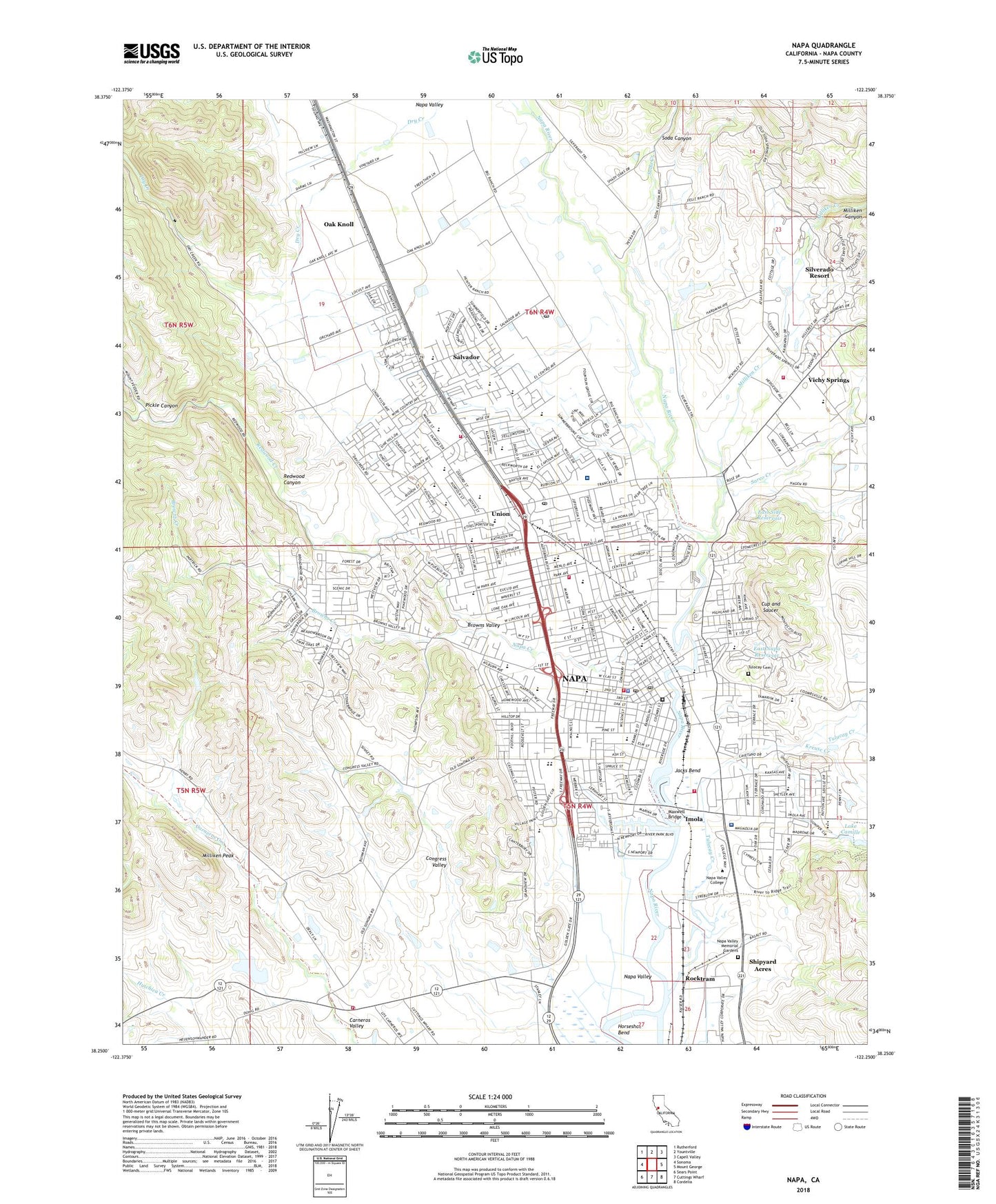 Napa California US Topo Map Image