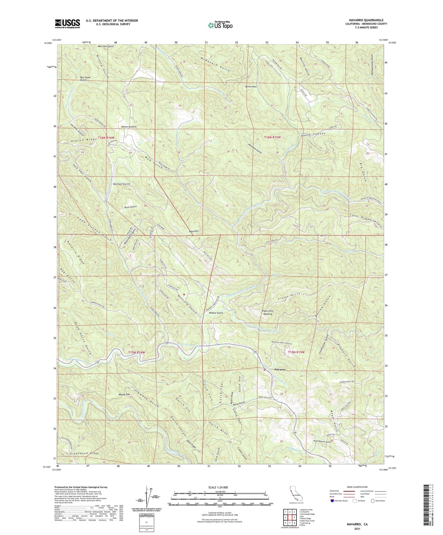 Navarro California US Topo Map Image