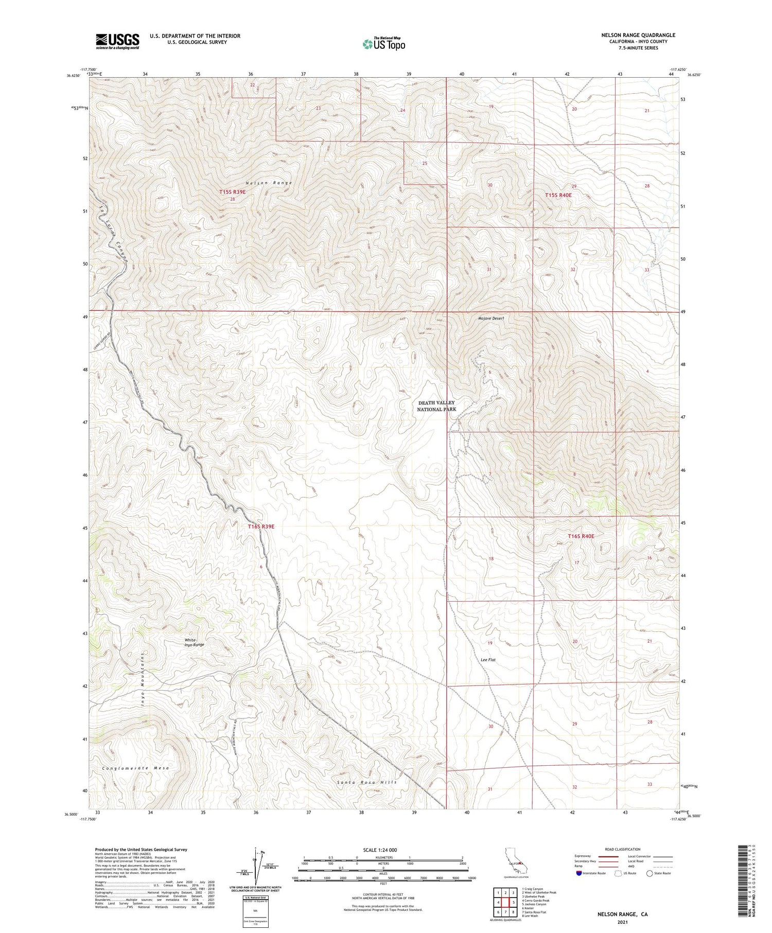 Nelson Range California US Topo Map Image