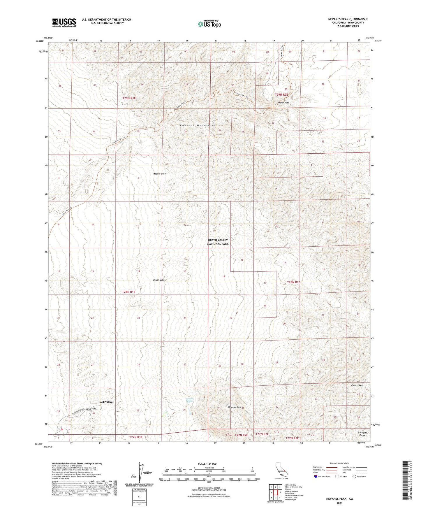 Nevares Peak California US Topo Map Image