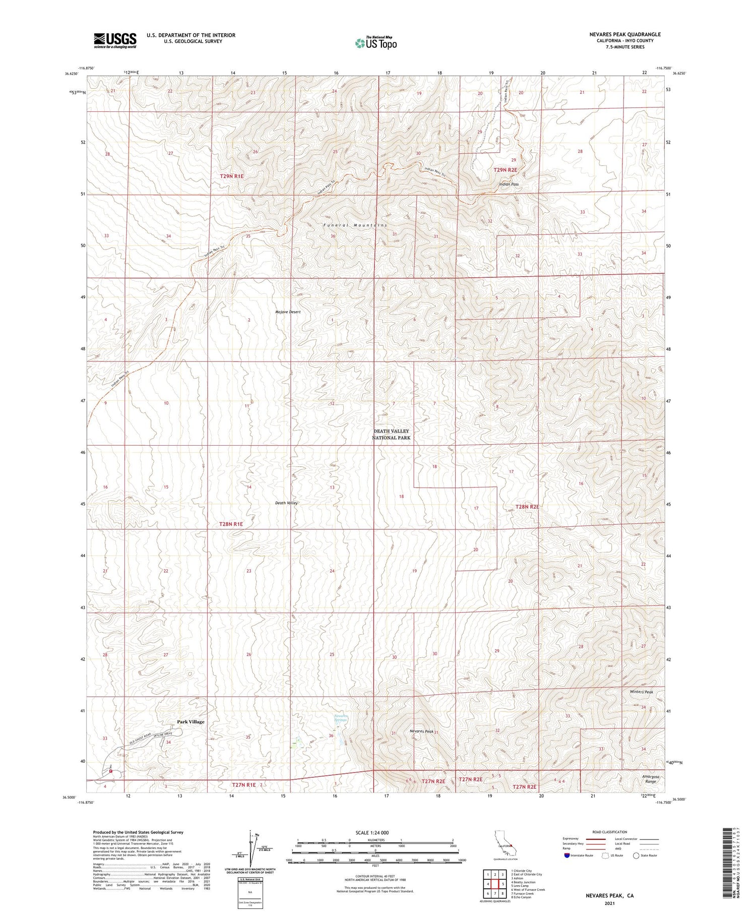 Nevares Peak California US Topo Map Image