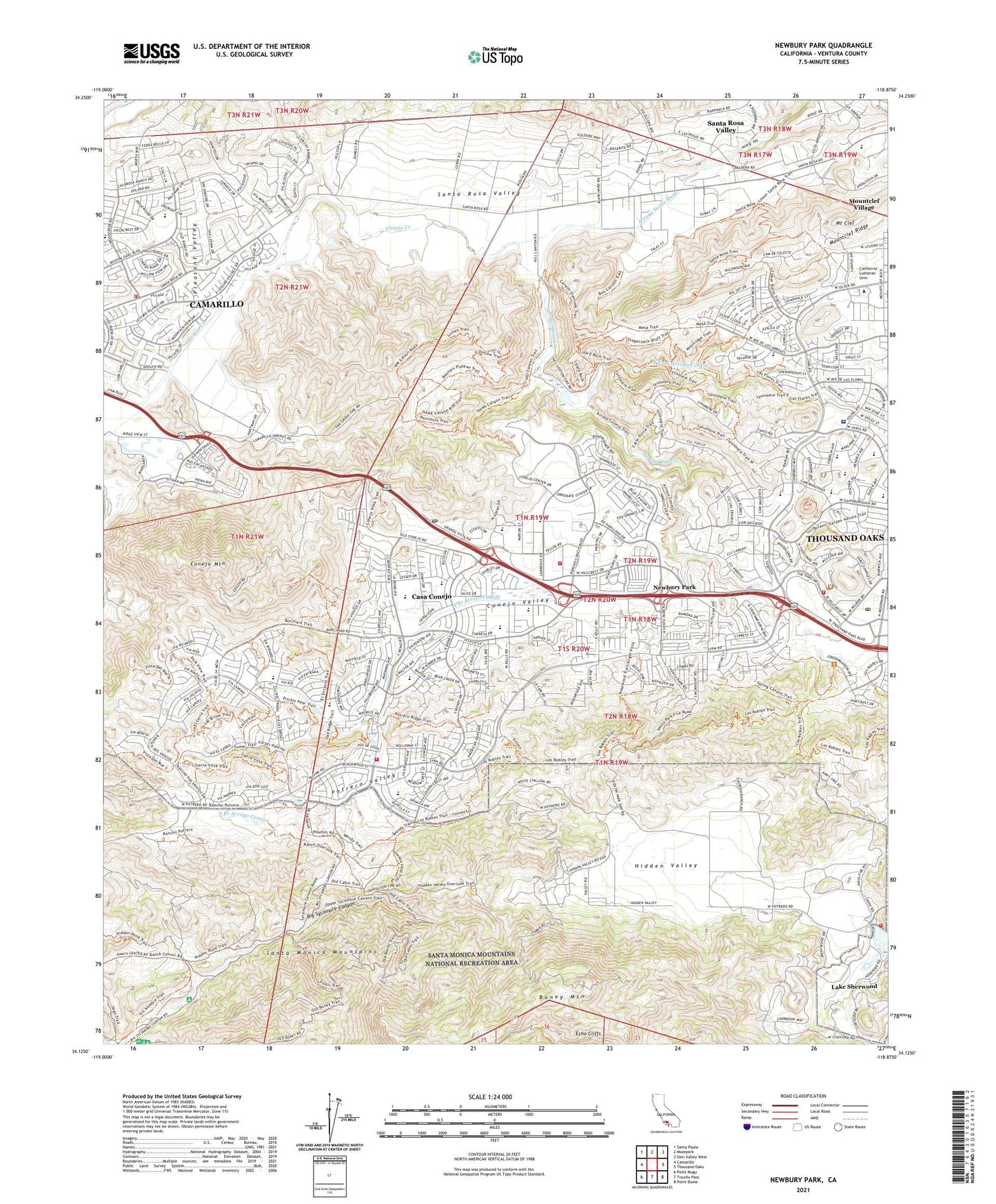 Newbury Park California US Topo Map Image