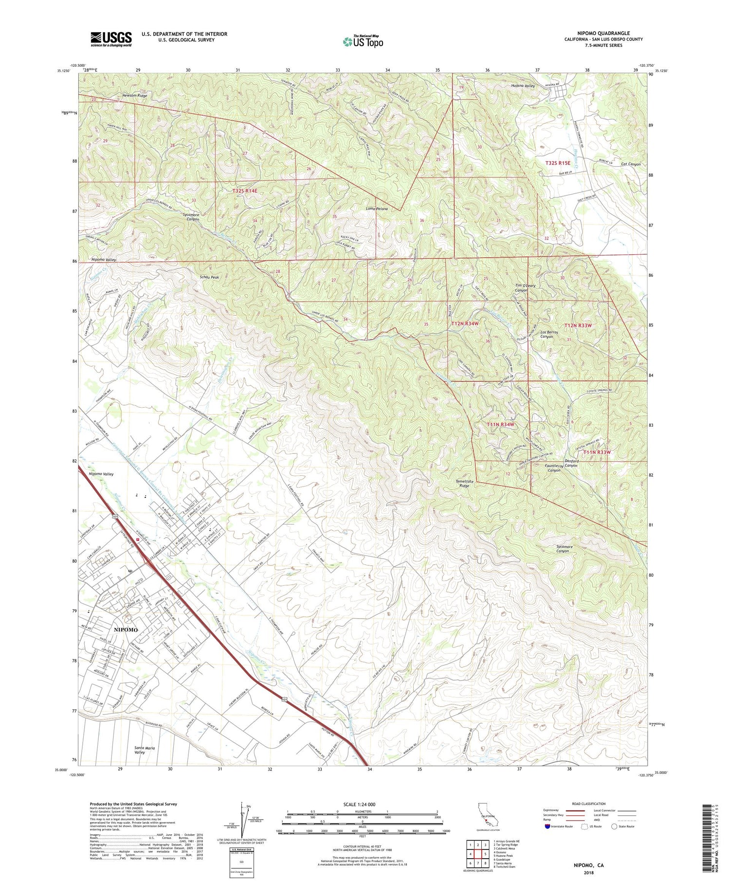 Nipomo California US Topo Map Image