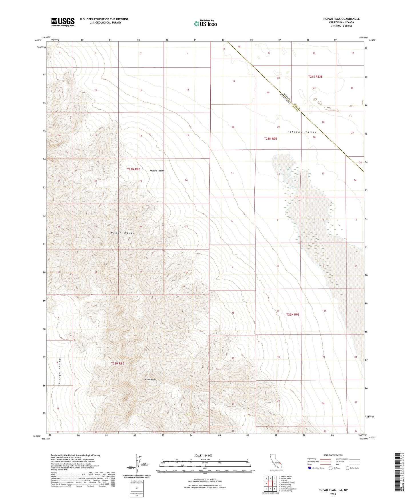 Nopah Peak California US Topo Map Image