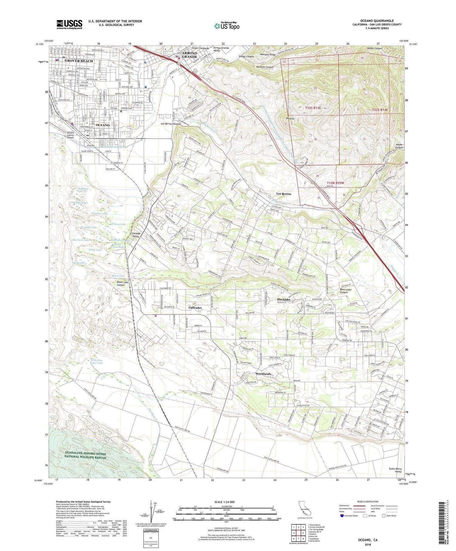 Oceano California US Topo Map Image