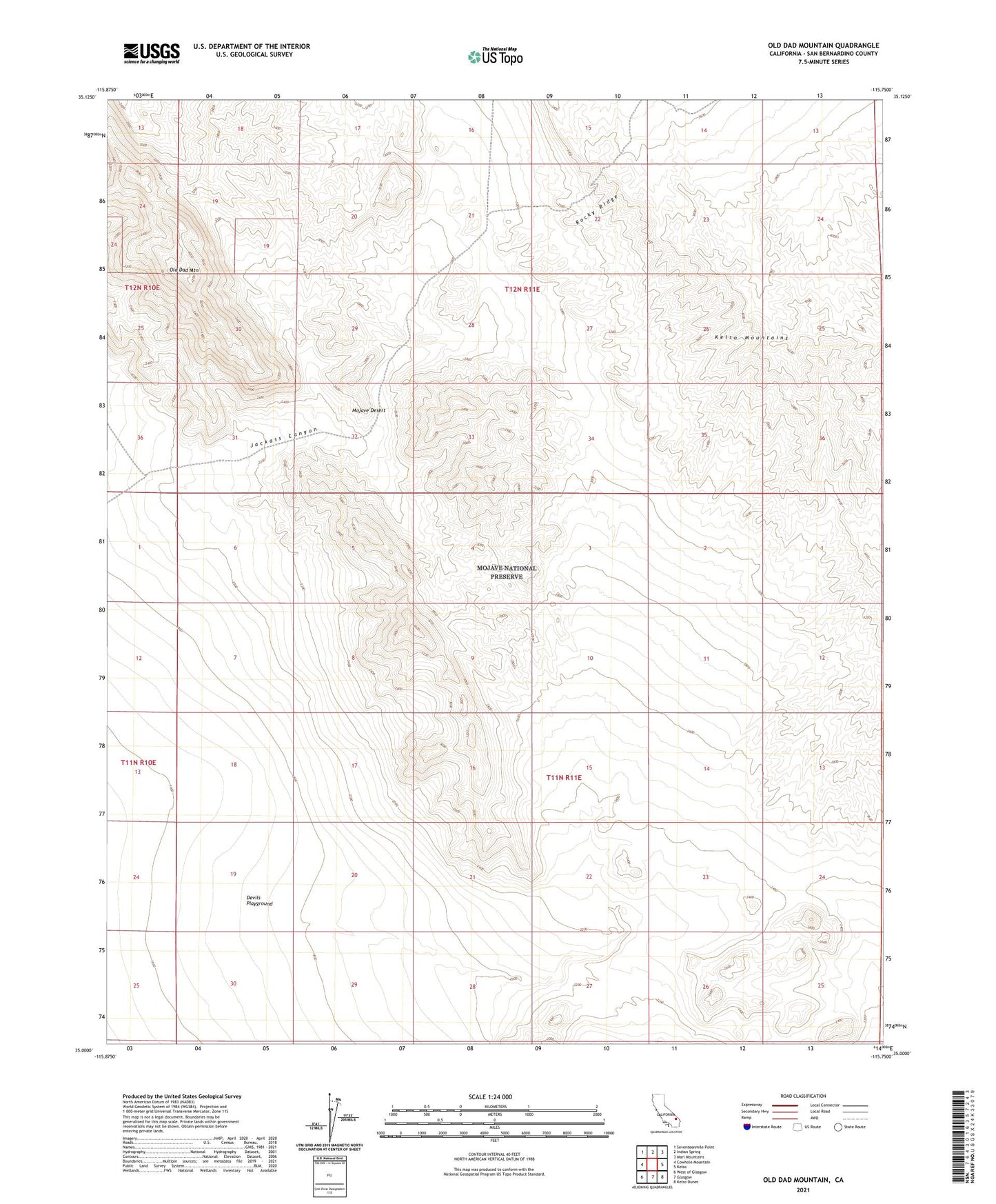 Old Dad Mountain California US Topo Map Image