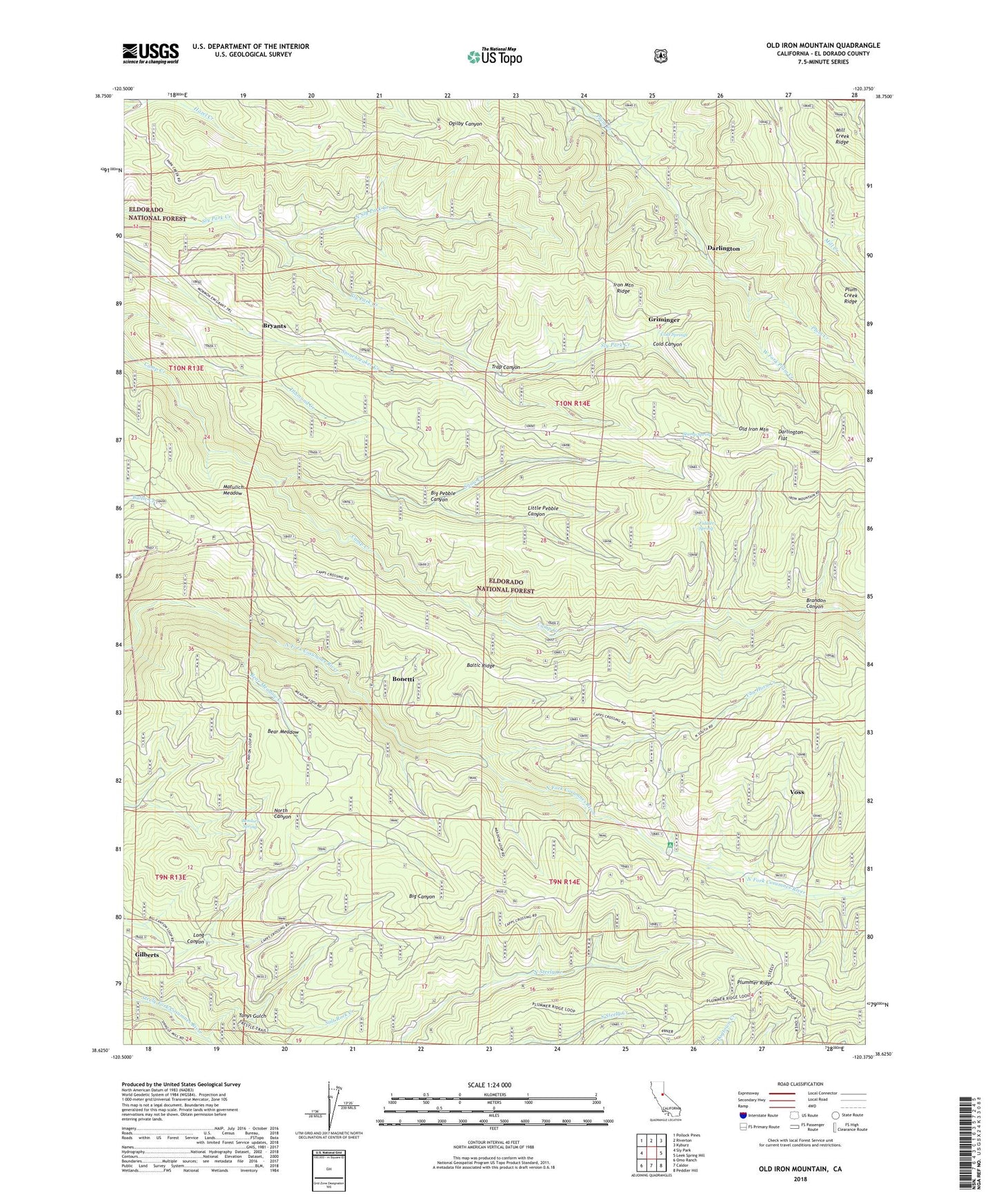 Old Iron Mountain California US Topo Map Image