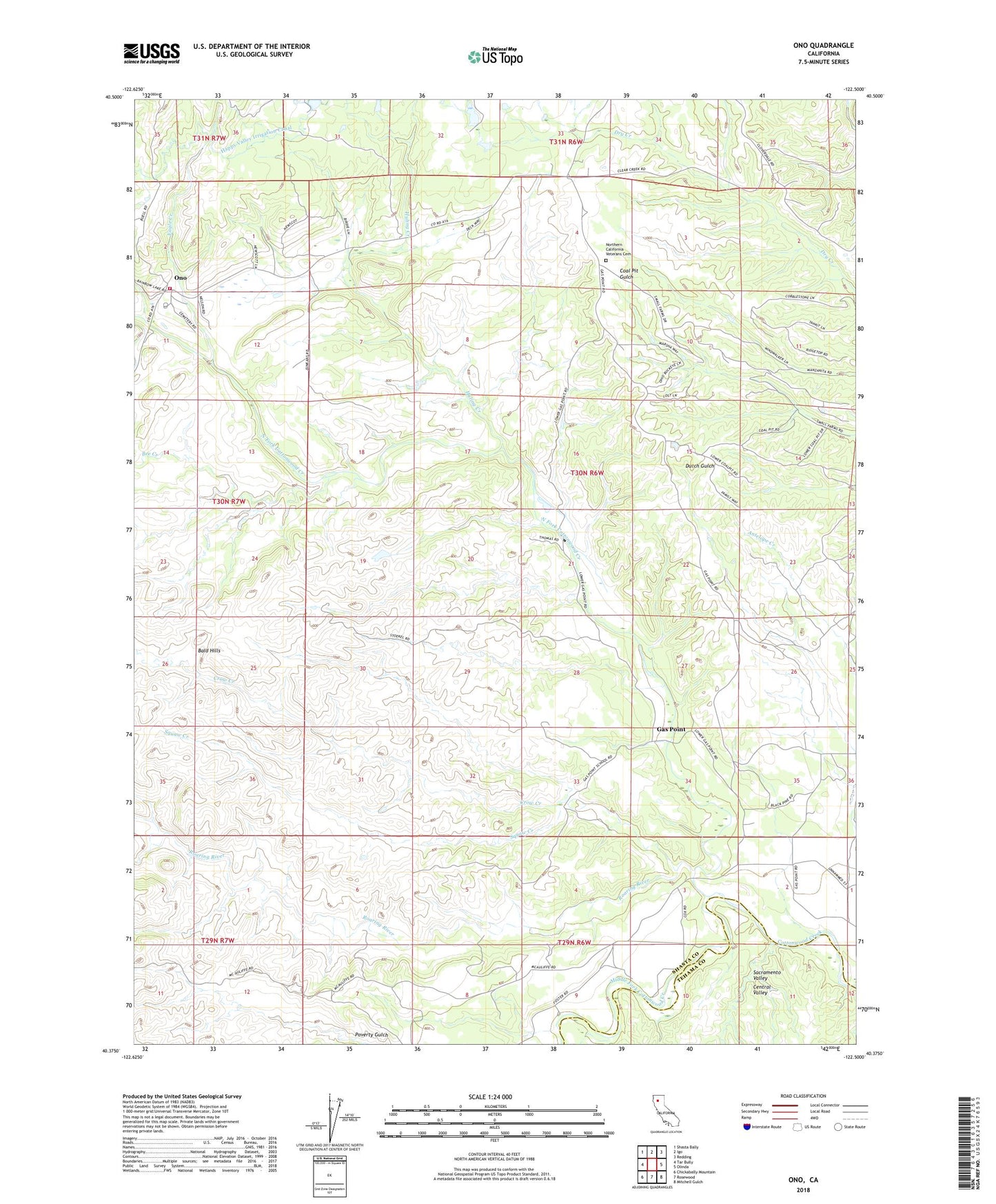 Ono California US Topo Map Image