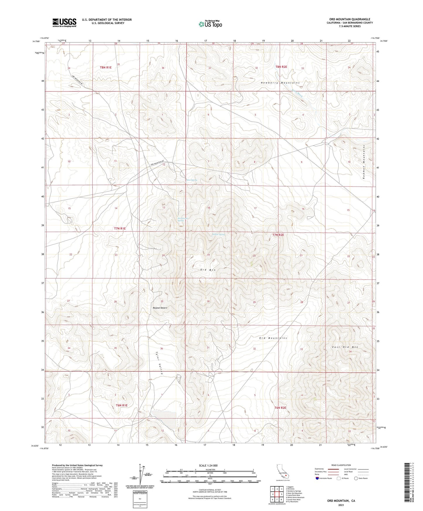 Ord Mountain California US Topo Map Image