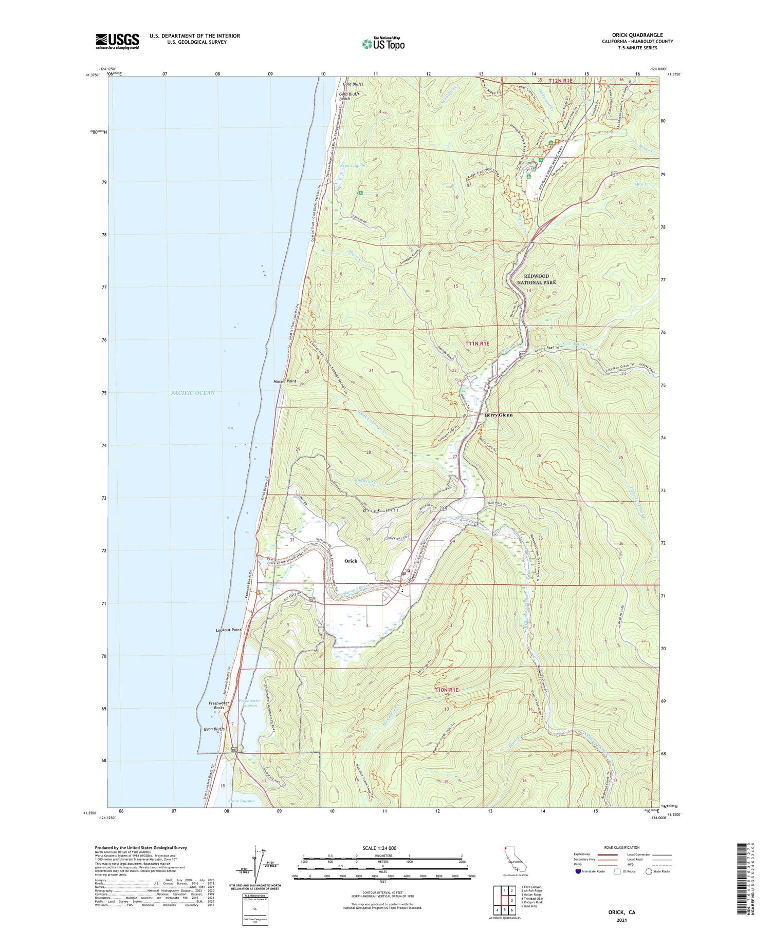 Orick California US Topo Map Image