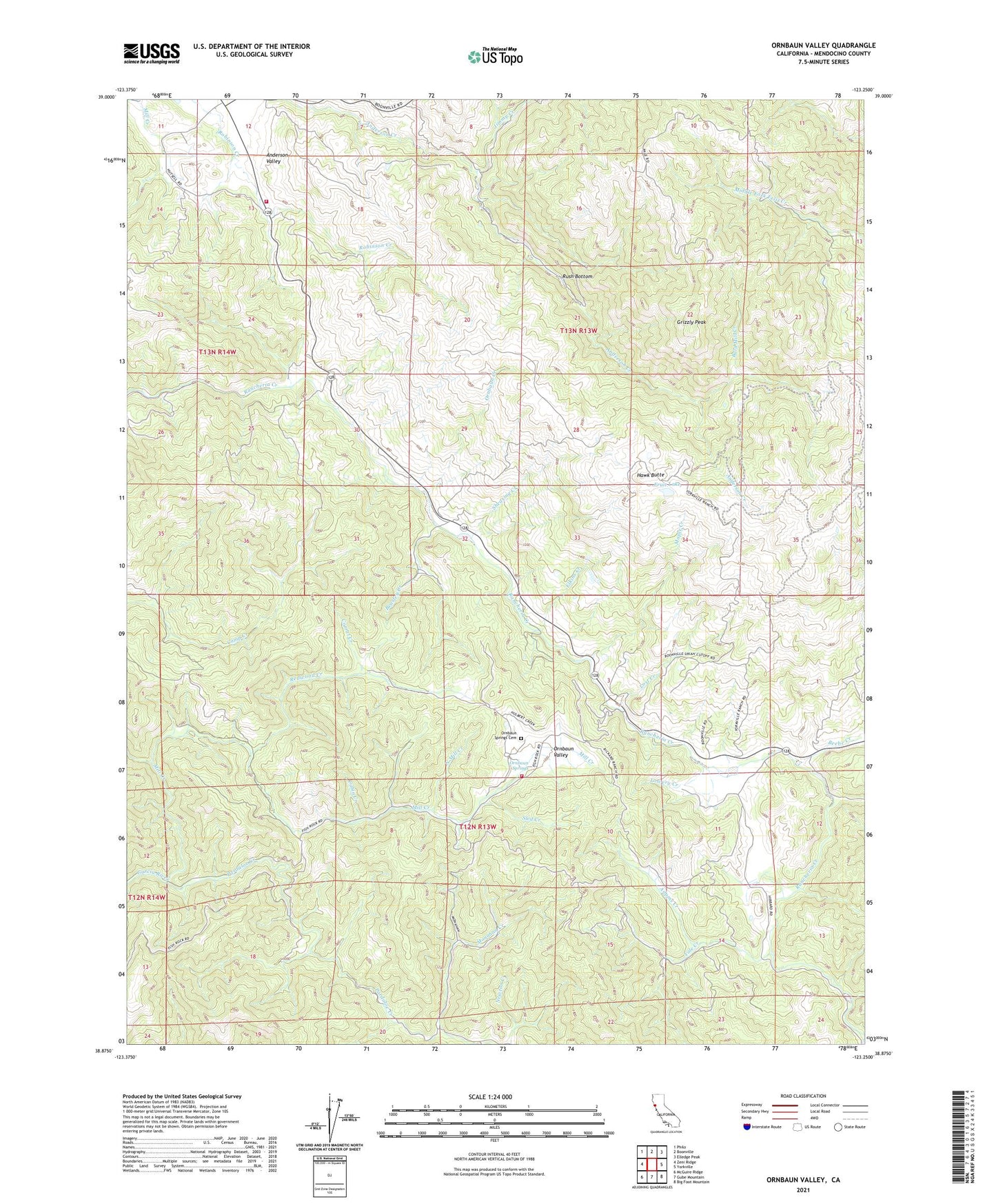 Ornbaun Valley California US Topo Map Image