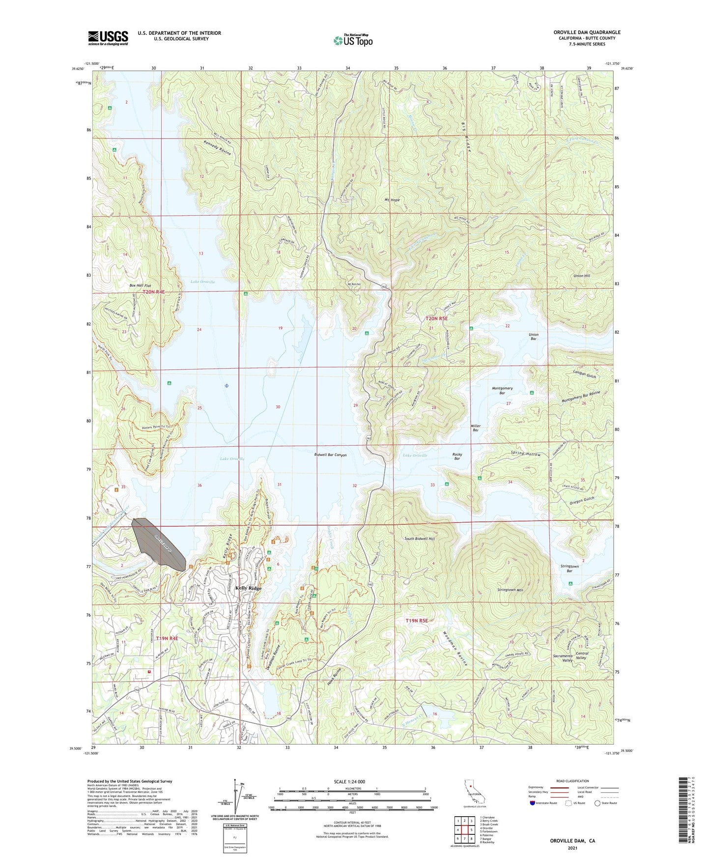 Oroville Dam California US Topo Map Image