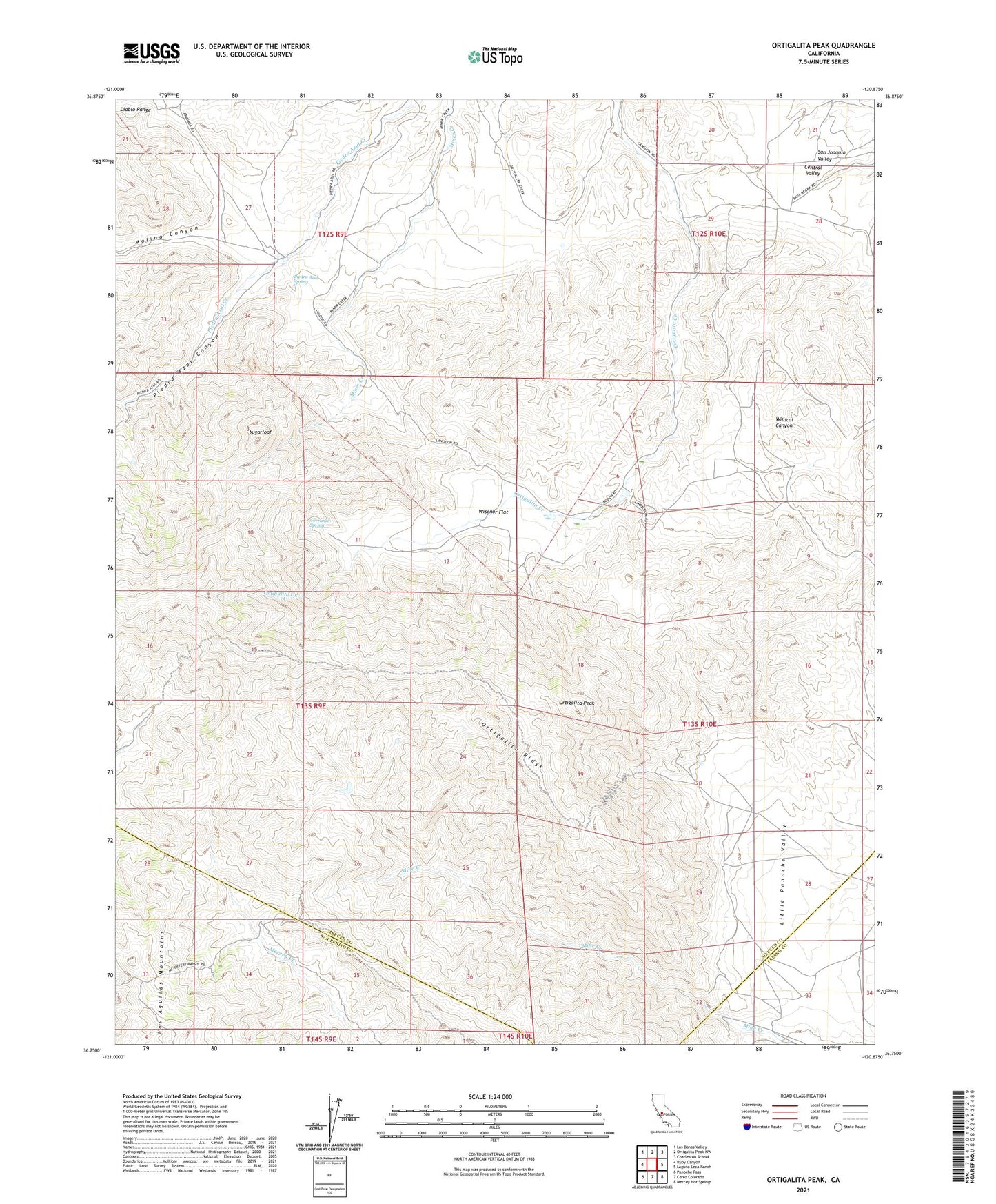 Ortigalita Peak California US Topo Map Image