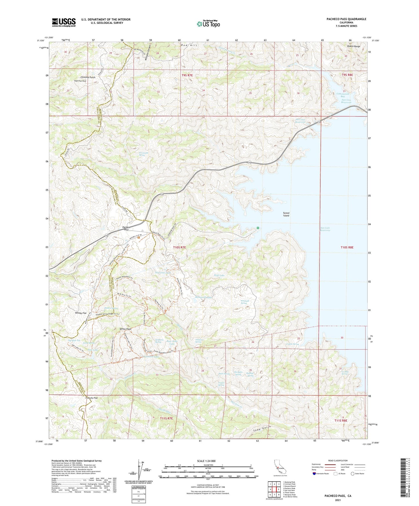Pacheco Pass California US Topo Map Image