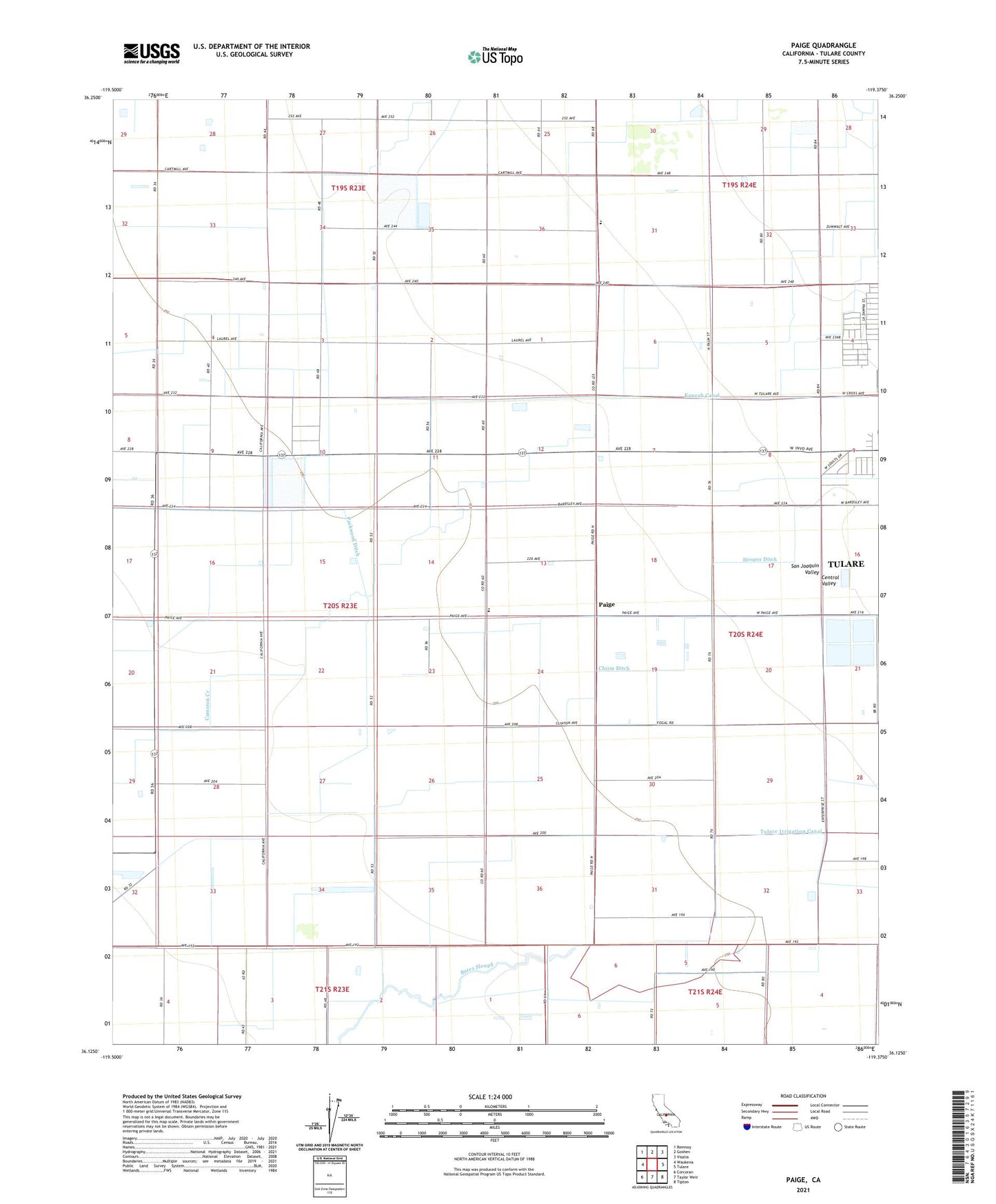 Paige California US Topo Map Image