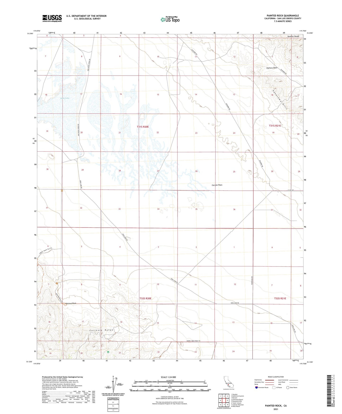 Painted Rock California US Topo Map Image
