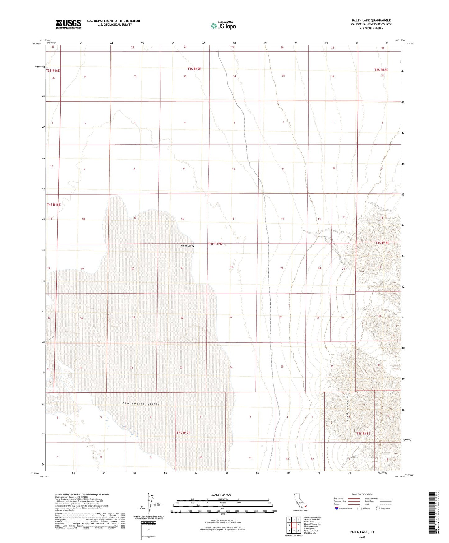 Palen Lake California US Topo Map Image