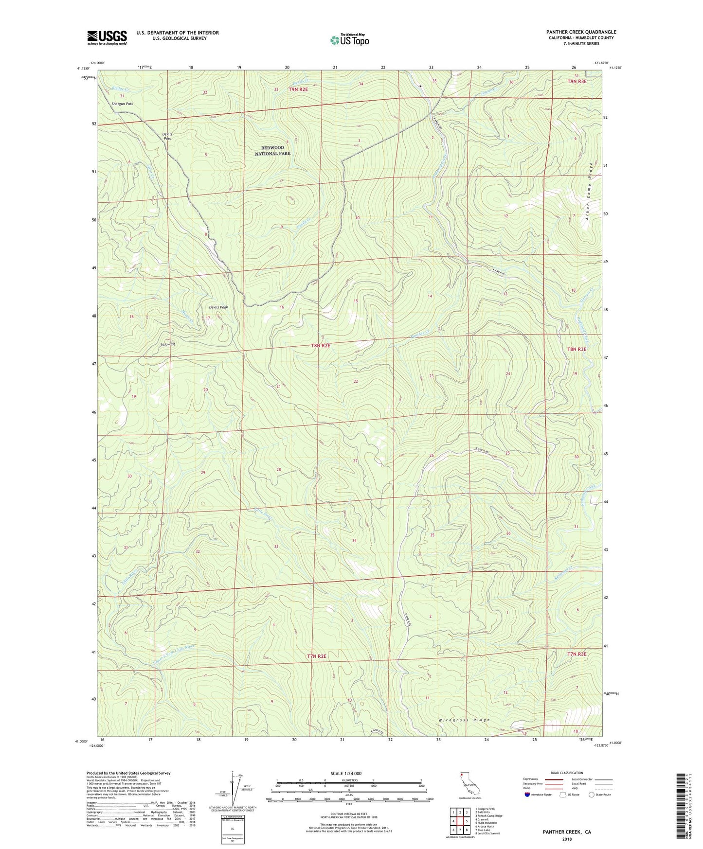 Panther Creek California US Topo Map Image