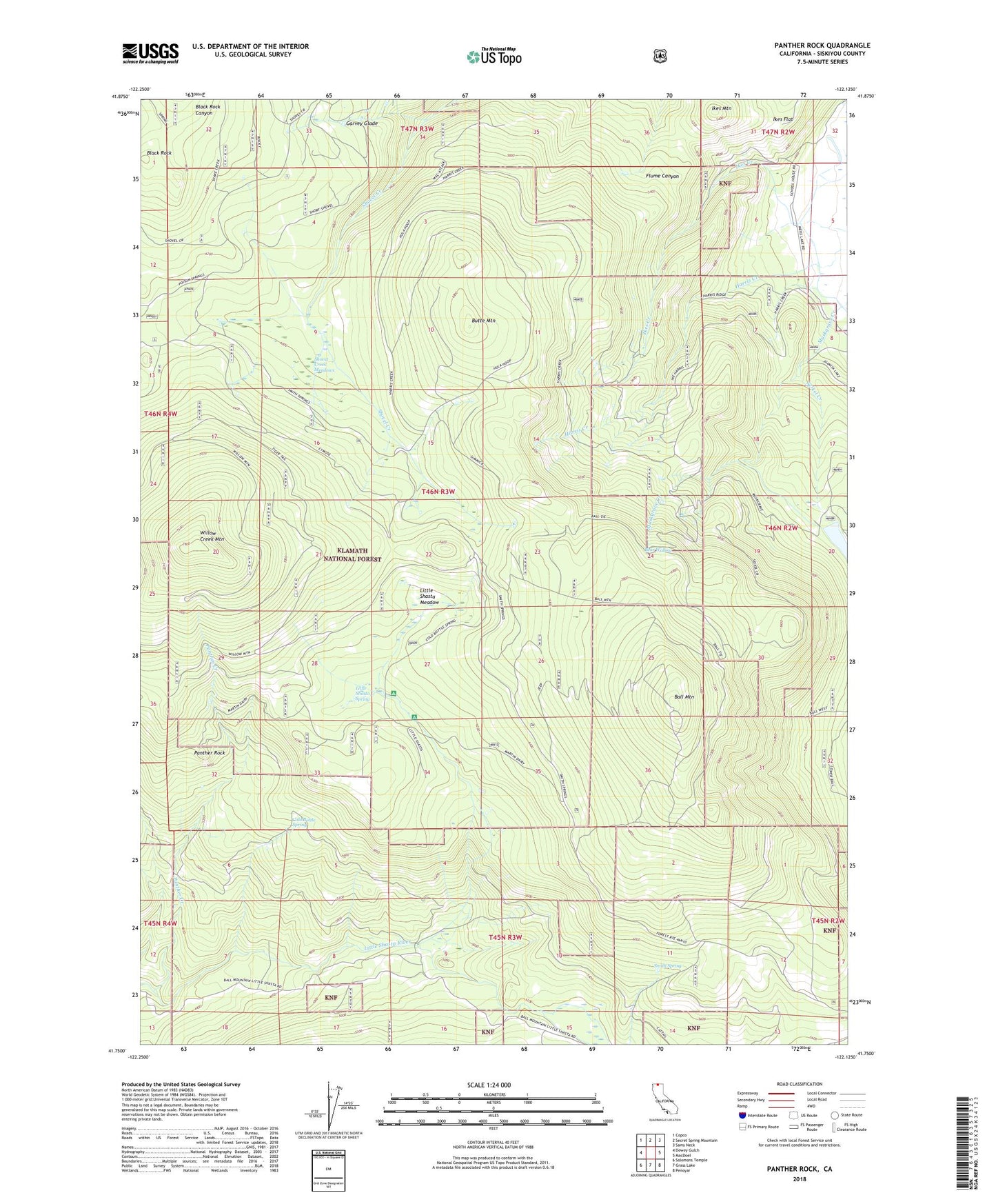 Panther Rock California US Topo Map Image